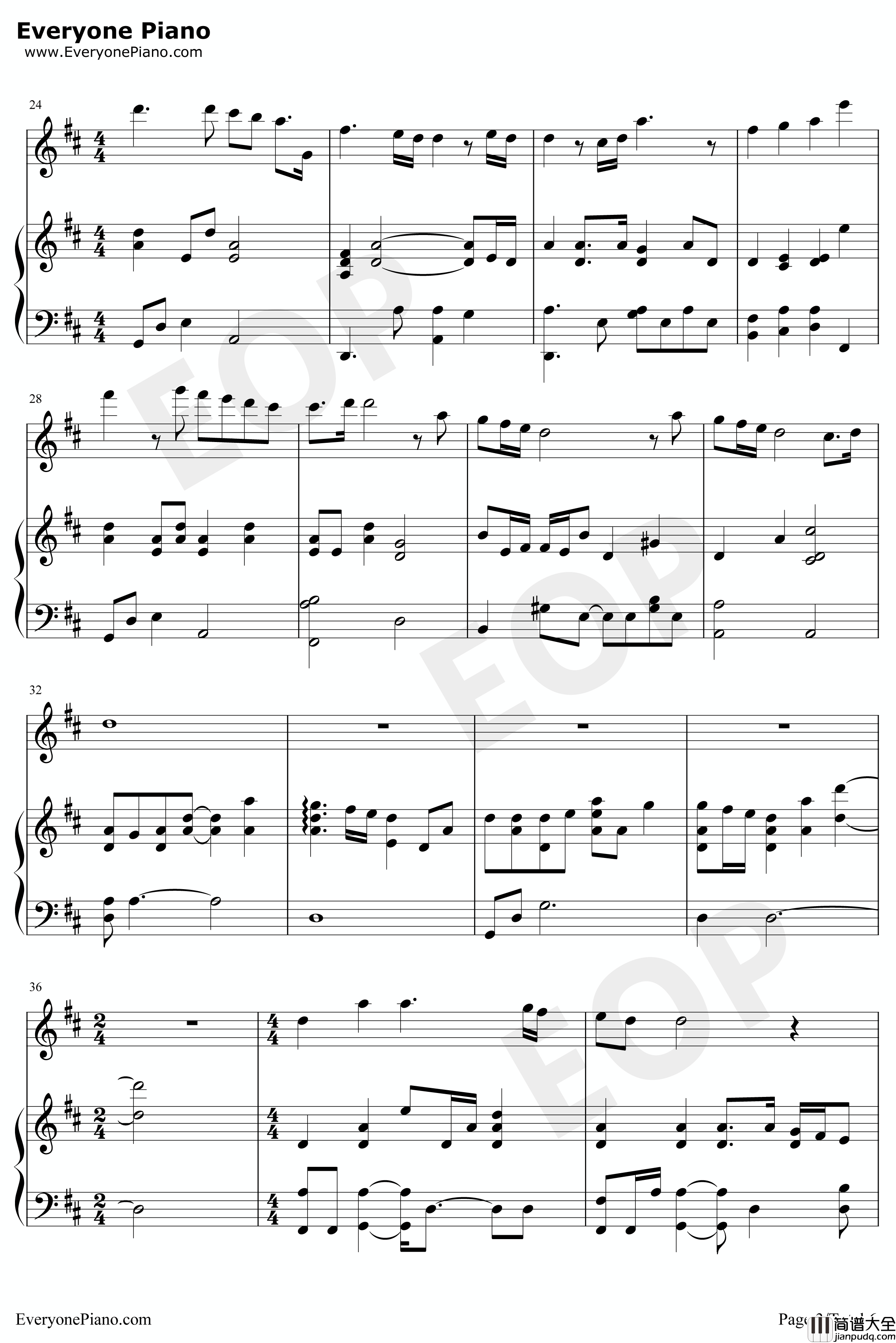 朝花夕誓于离别之朝束起约定之花主题曲钢琴谱_rionos