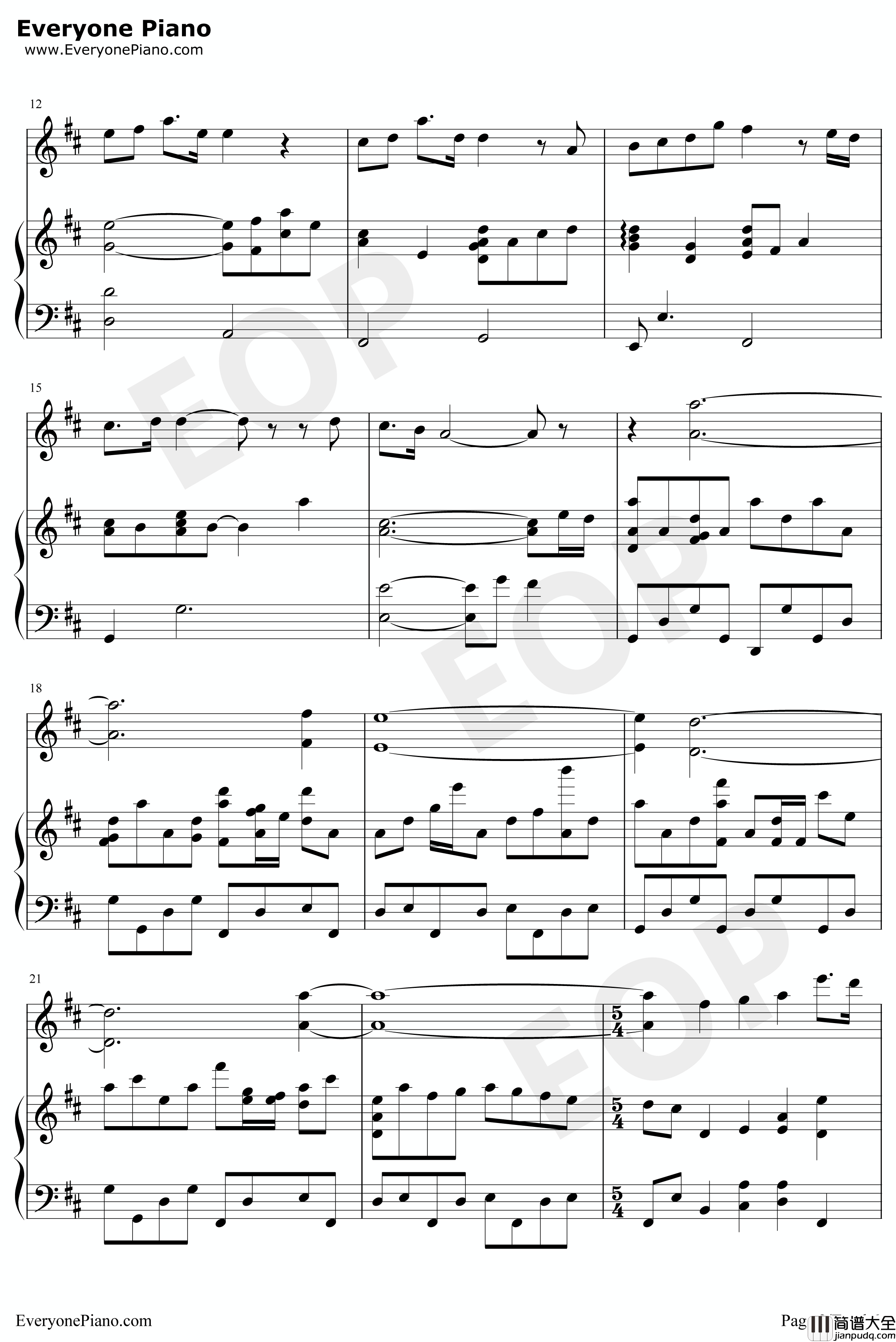 朝花夕誓于离别之朝束起约定之花主题曲钢琴谱_rionos