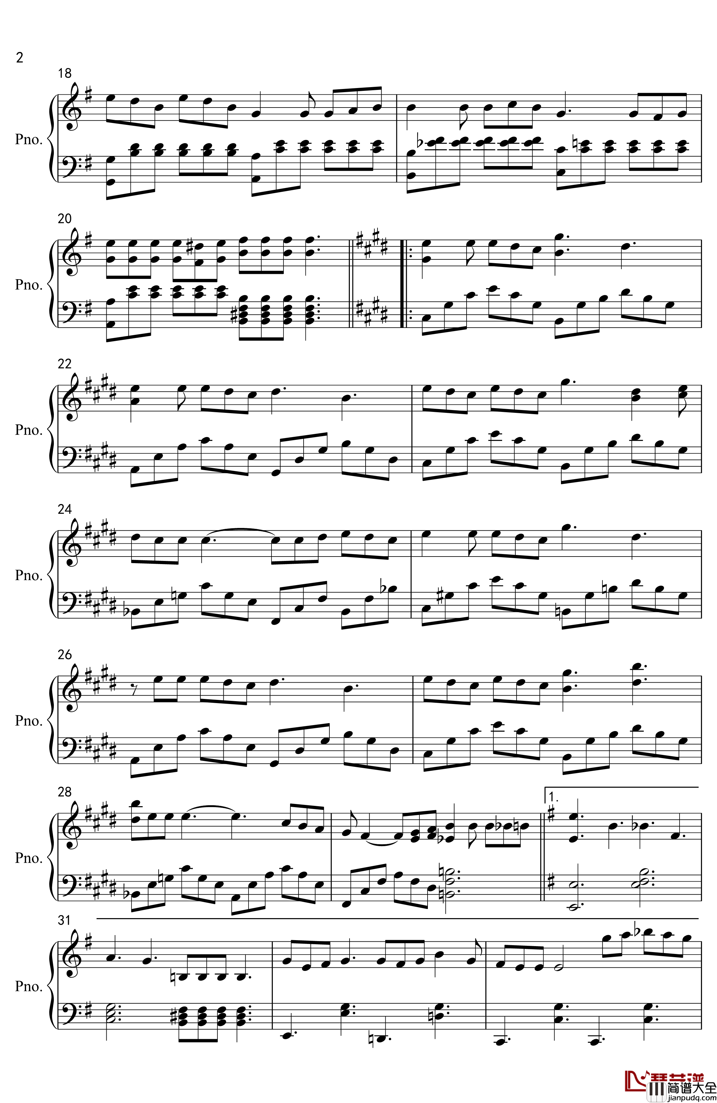 浮夸钢琴谱_独奏修改版_陈奕迅