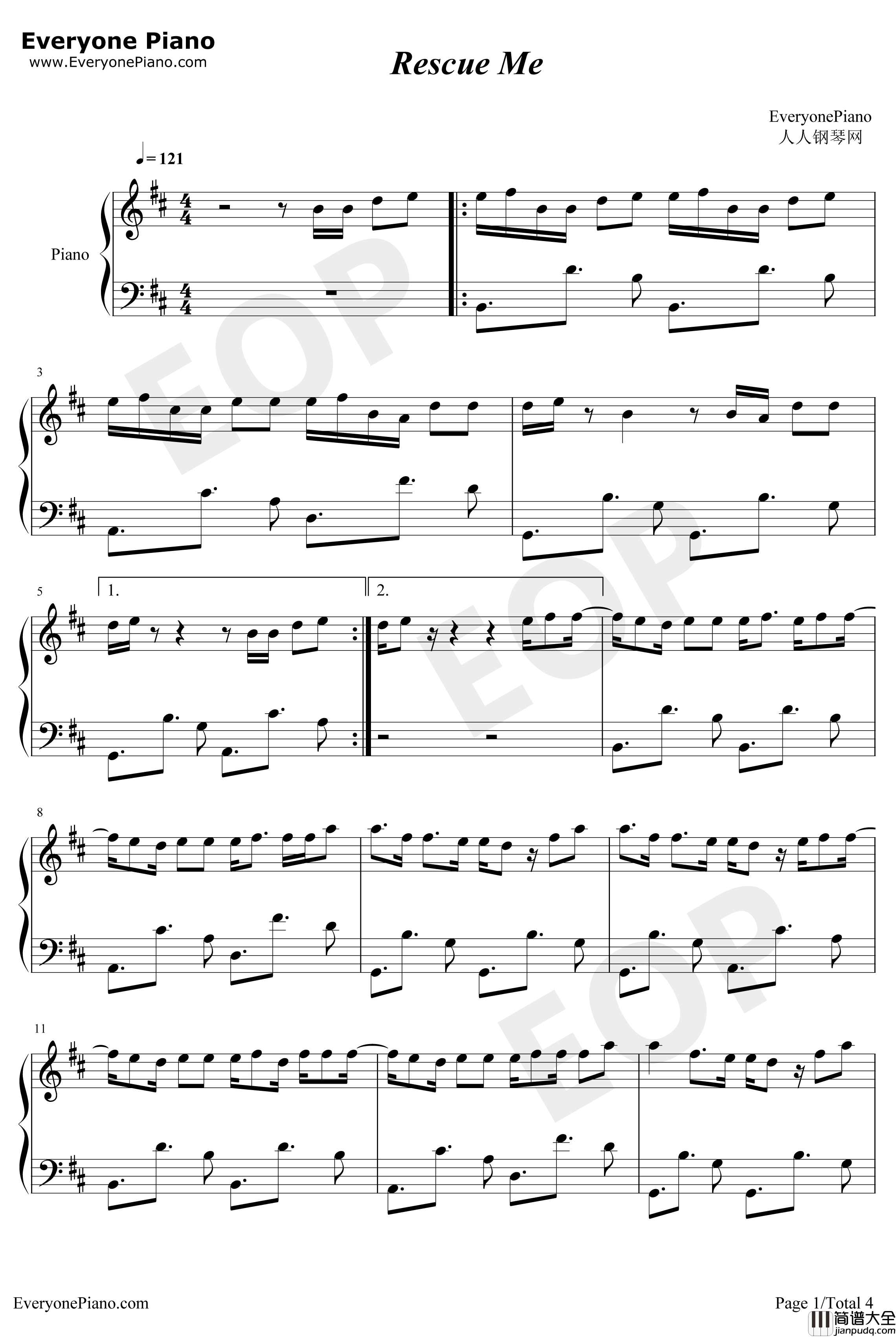 Rescue_Me钢琴谱_OneRepublic