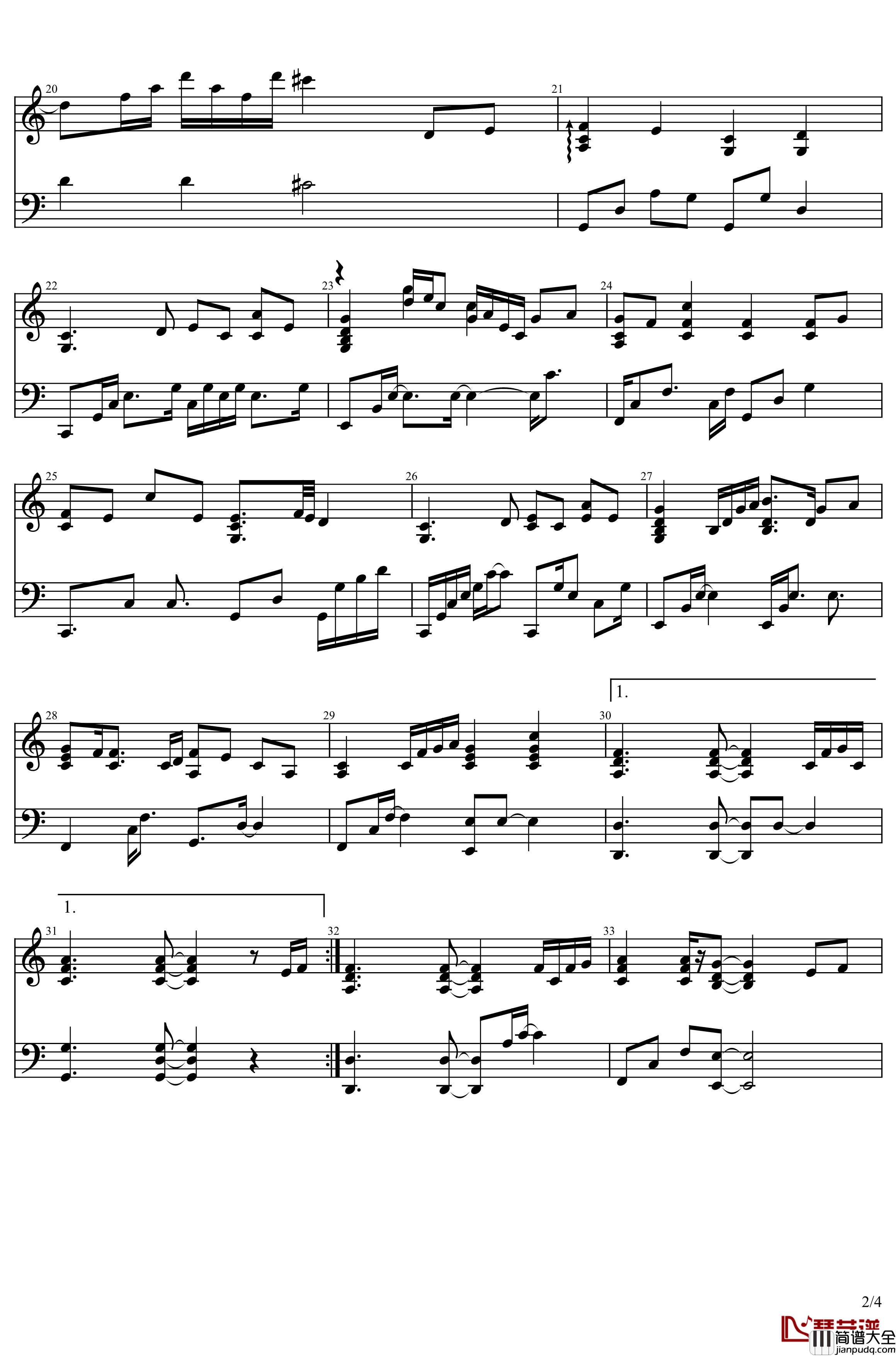 ヒトリ钢琴谱_下川直哉