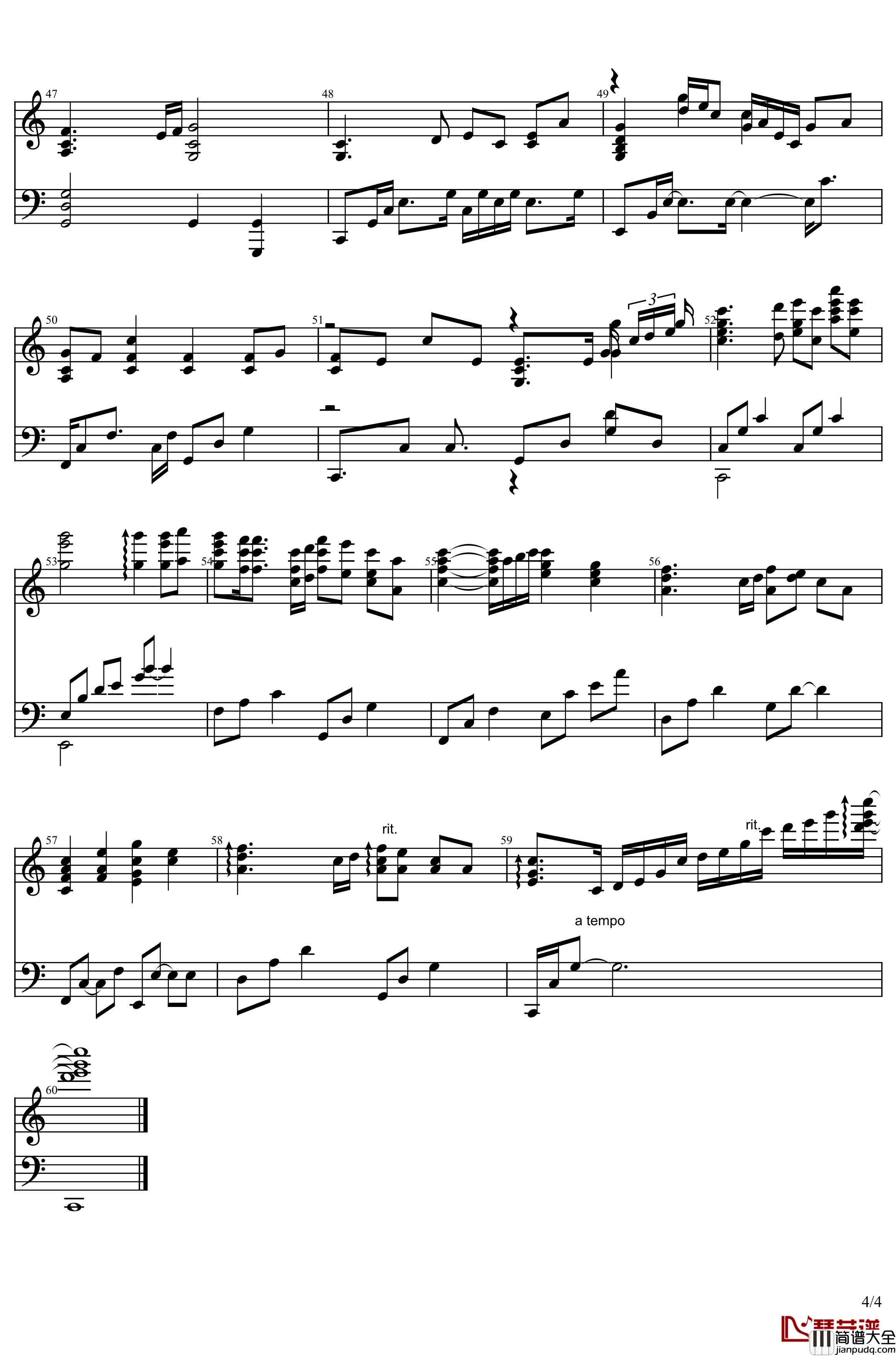 ヒトリ钢琴谱_下川直哉