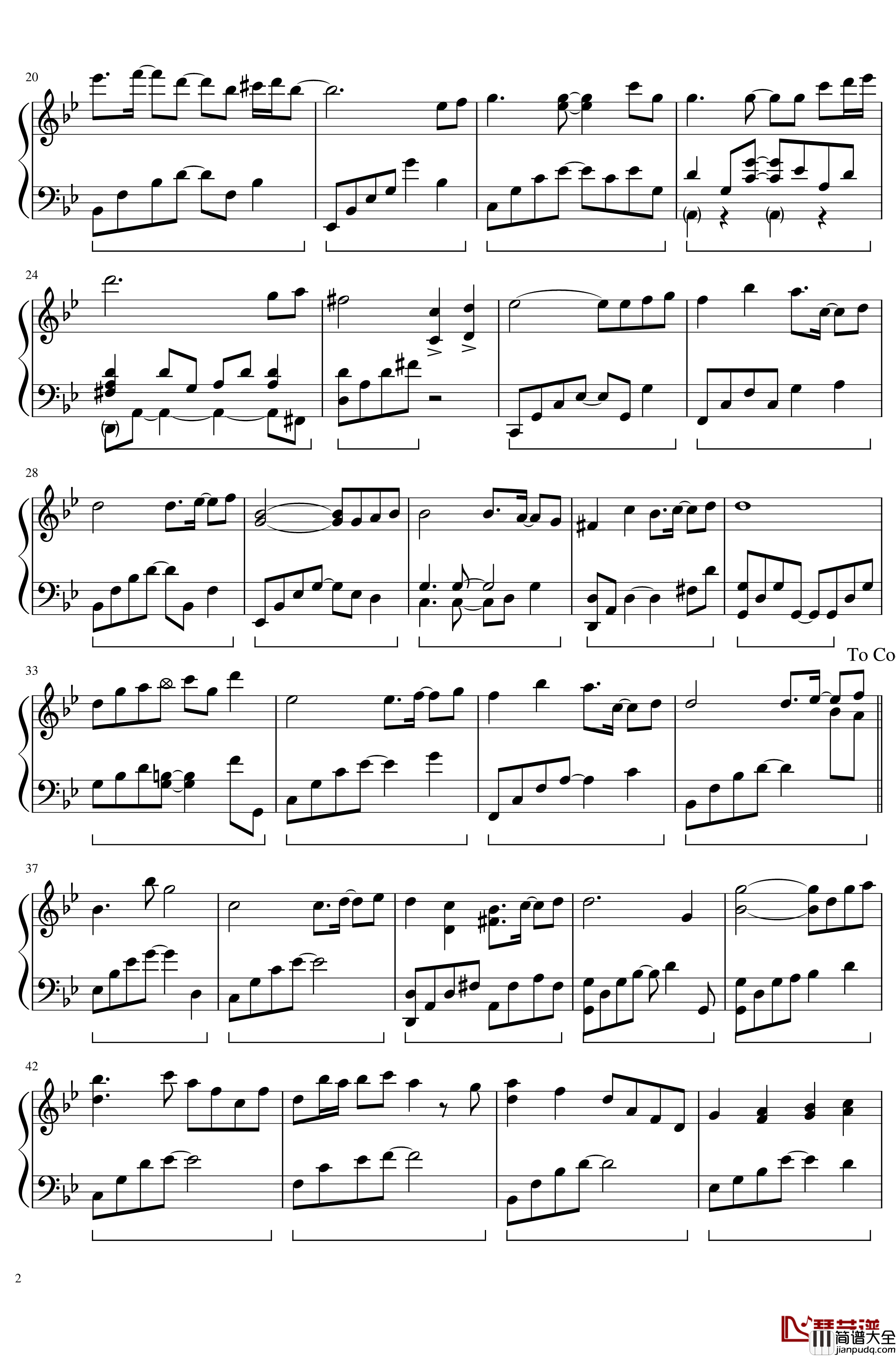 近く远い斜め色の空钢琴谱_DDBY_东方文花帐