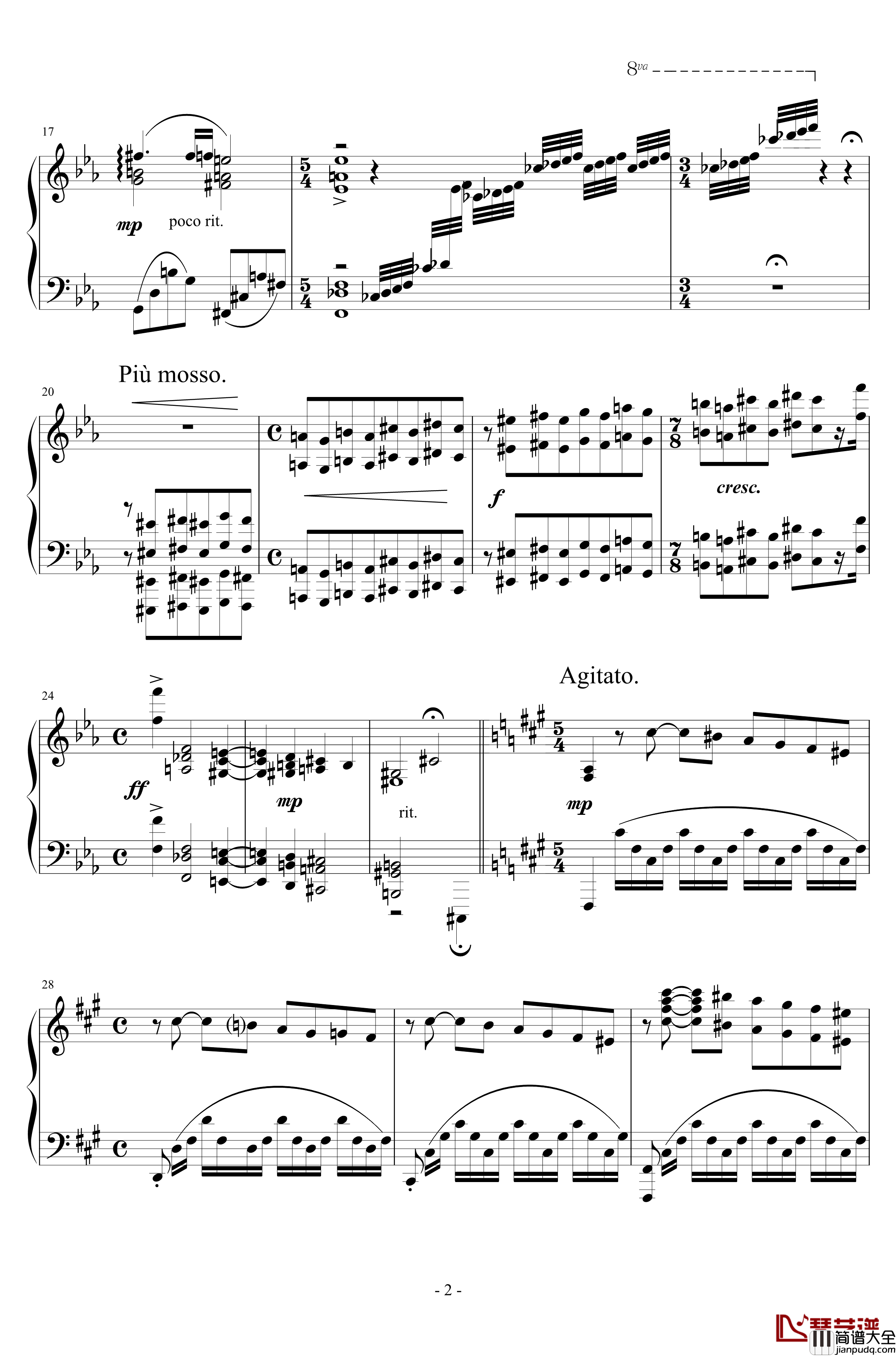 降E大调夜曲钢琴谱_毛五郎