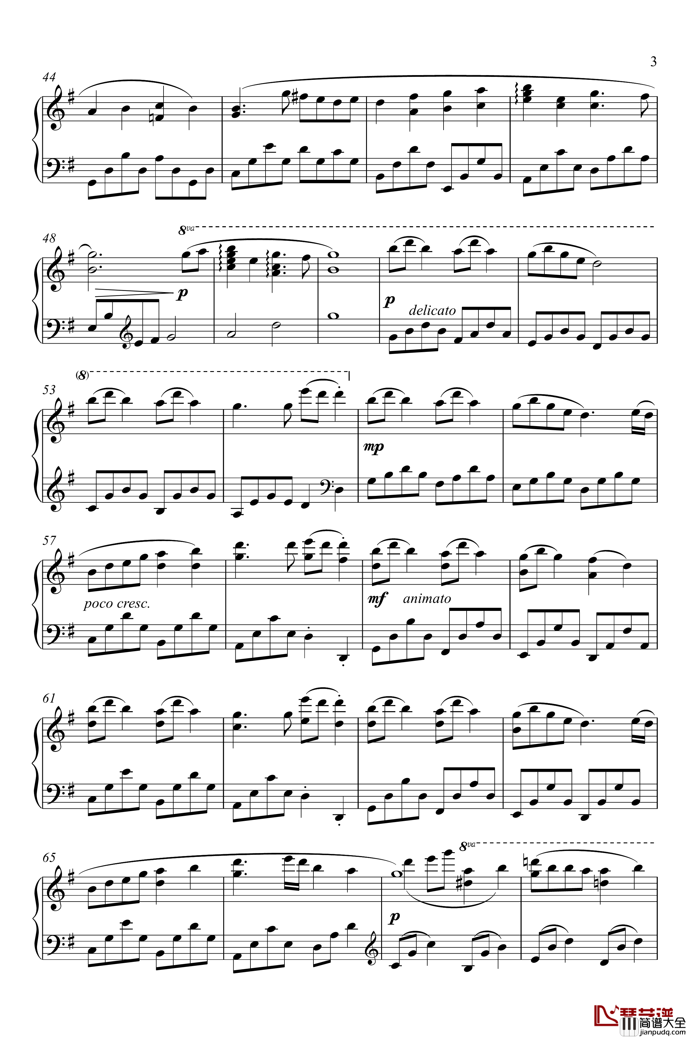 近侍曲刀剑乱舞钢琴谱_简易版_物吉貞宗