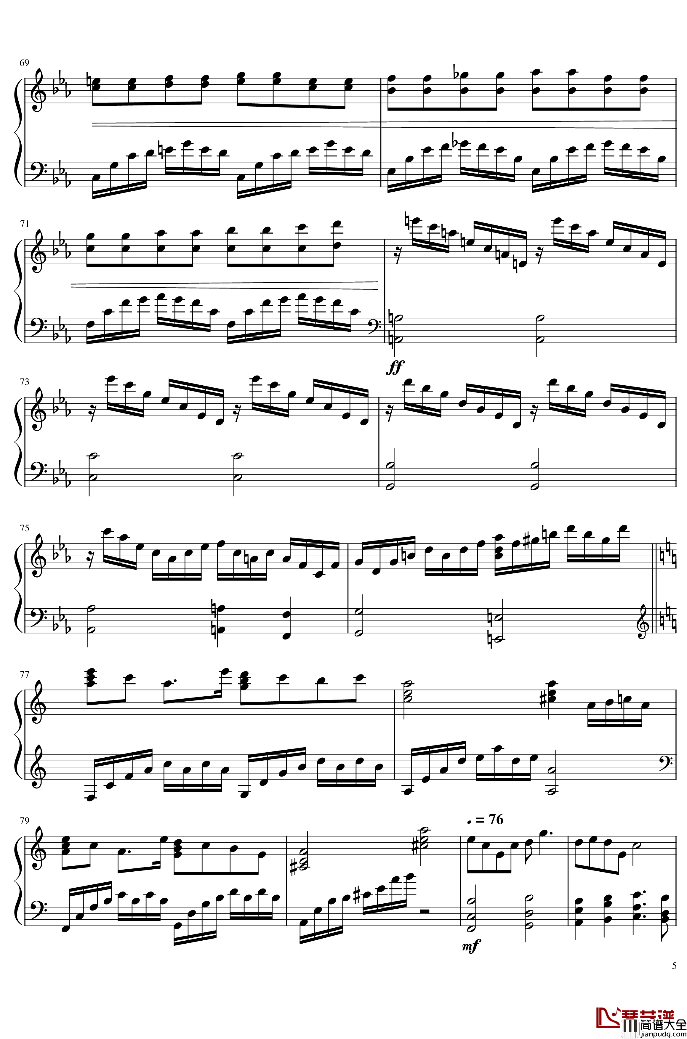 最后一秒的震撼_钢琴谱_用全家进门音乐写出来的曲子