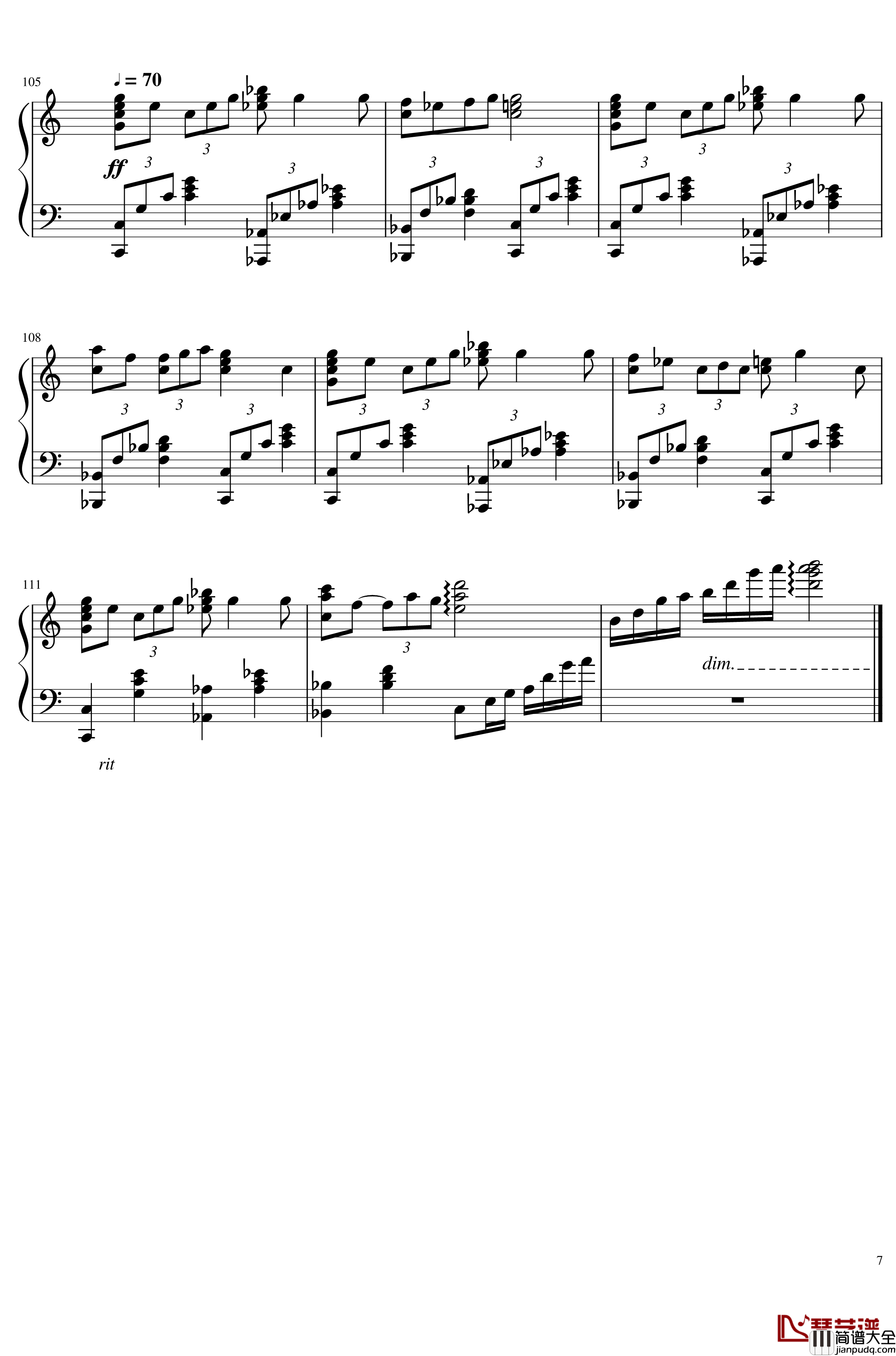 最后一秒的震撼_钢琴谱_用全家进门音乐写出来的曲子