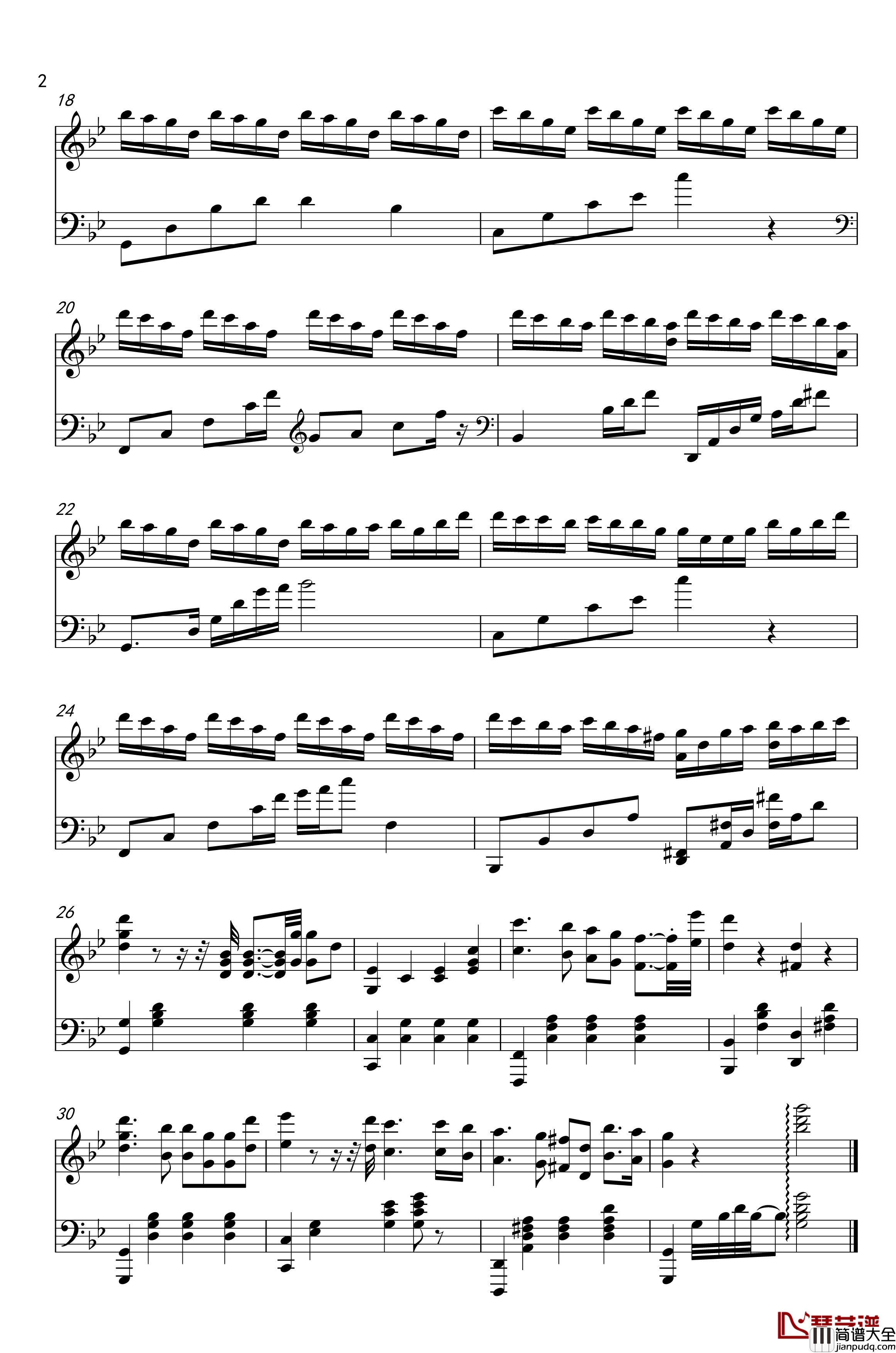 小溪钢琴谱_张田_纯音乐