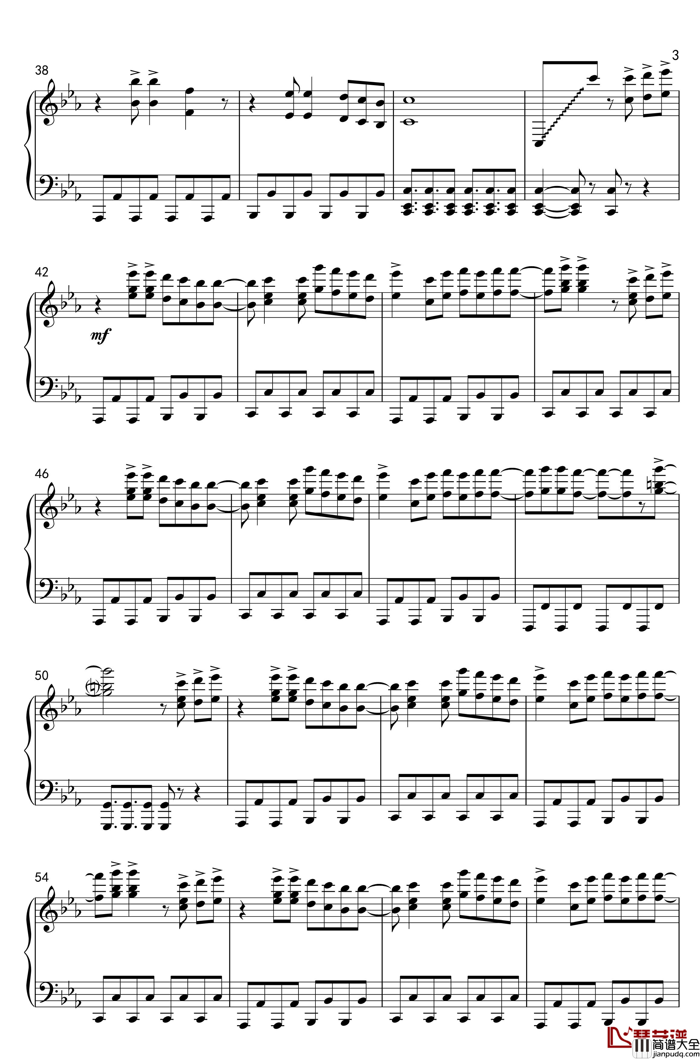 Deja_Vu钢琴谱_动漫_头文字D_Second_Stage_插曲