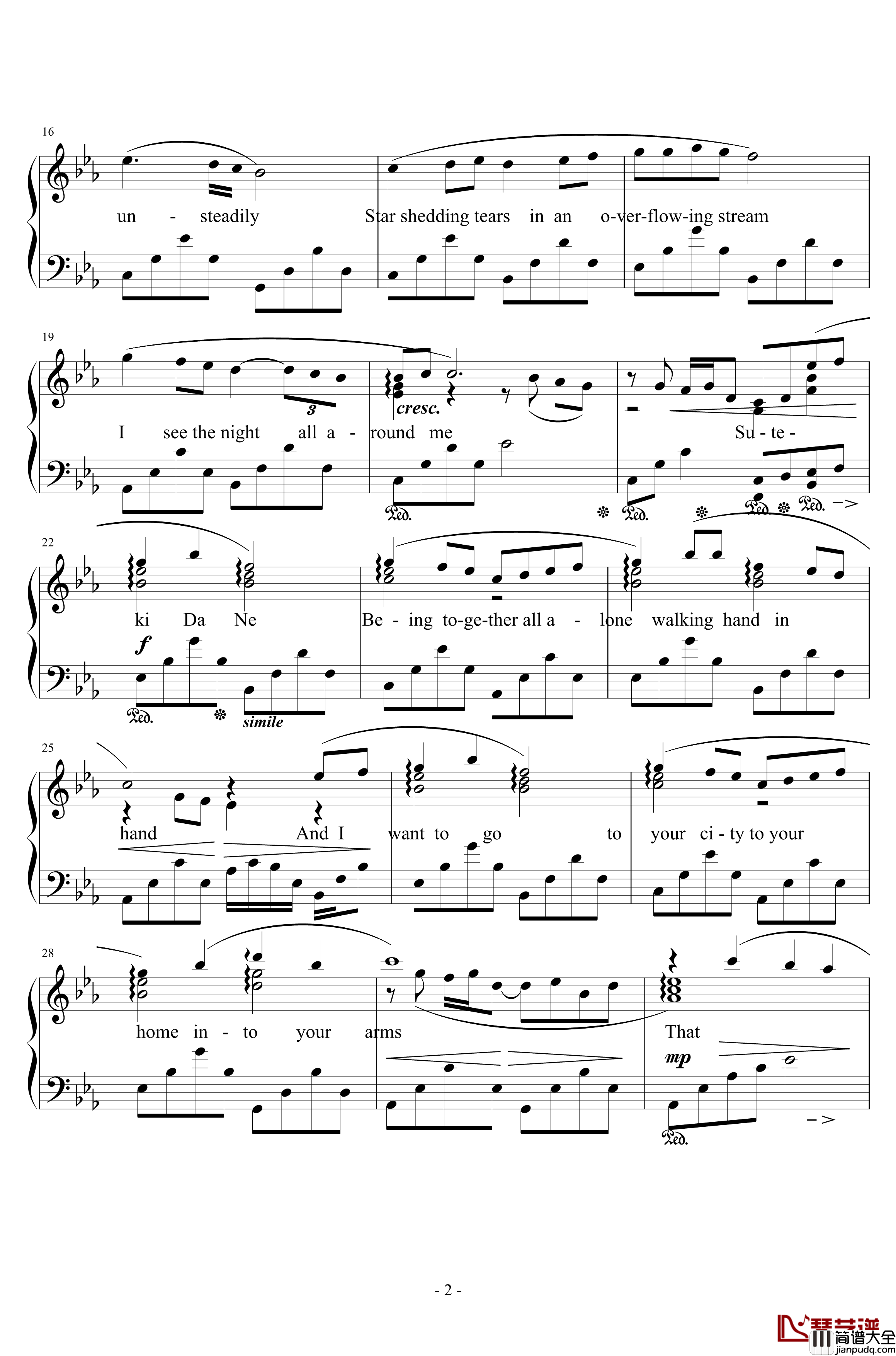 Suteki_Da_Ne钢琴谱_浜口史郎