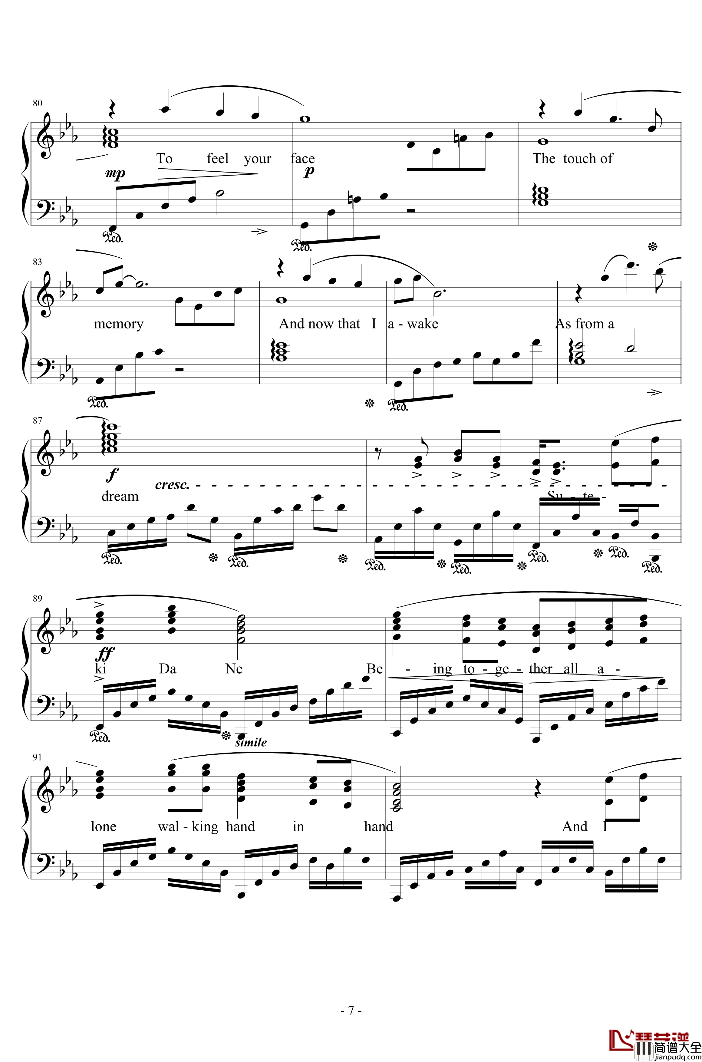 Suteki_Da_Ne钢琴谱_浜口史郎