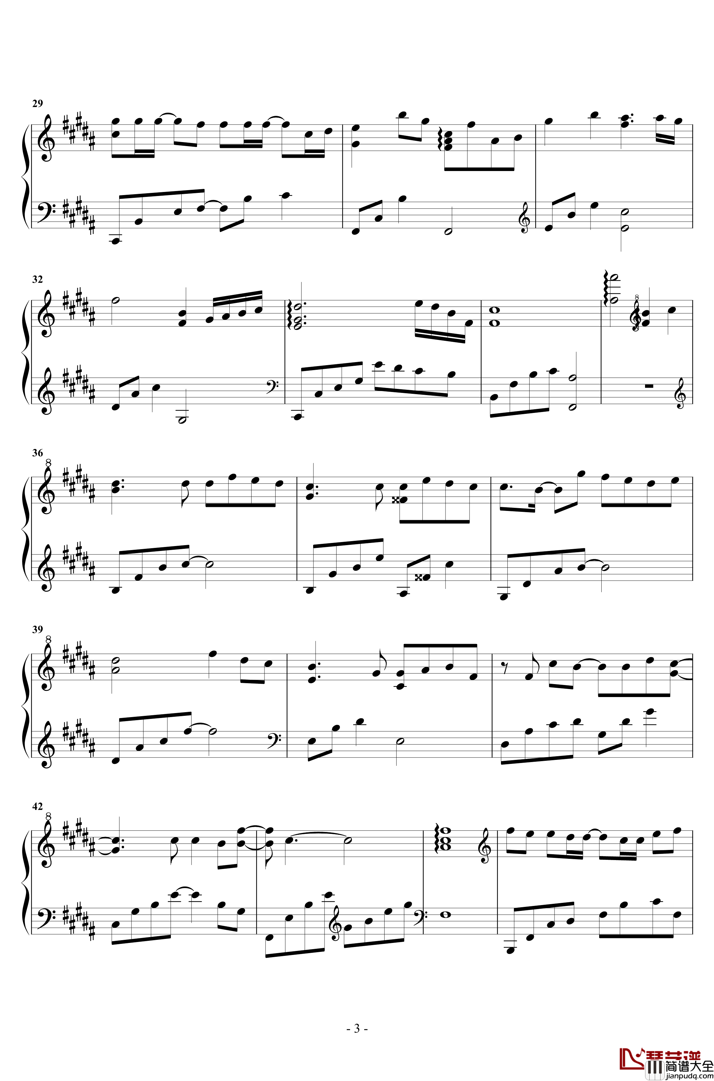 云烟成雨钢琴谱_华丽独奏_王心怡