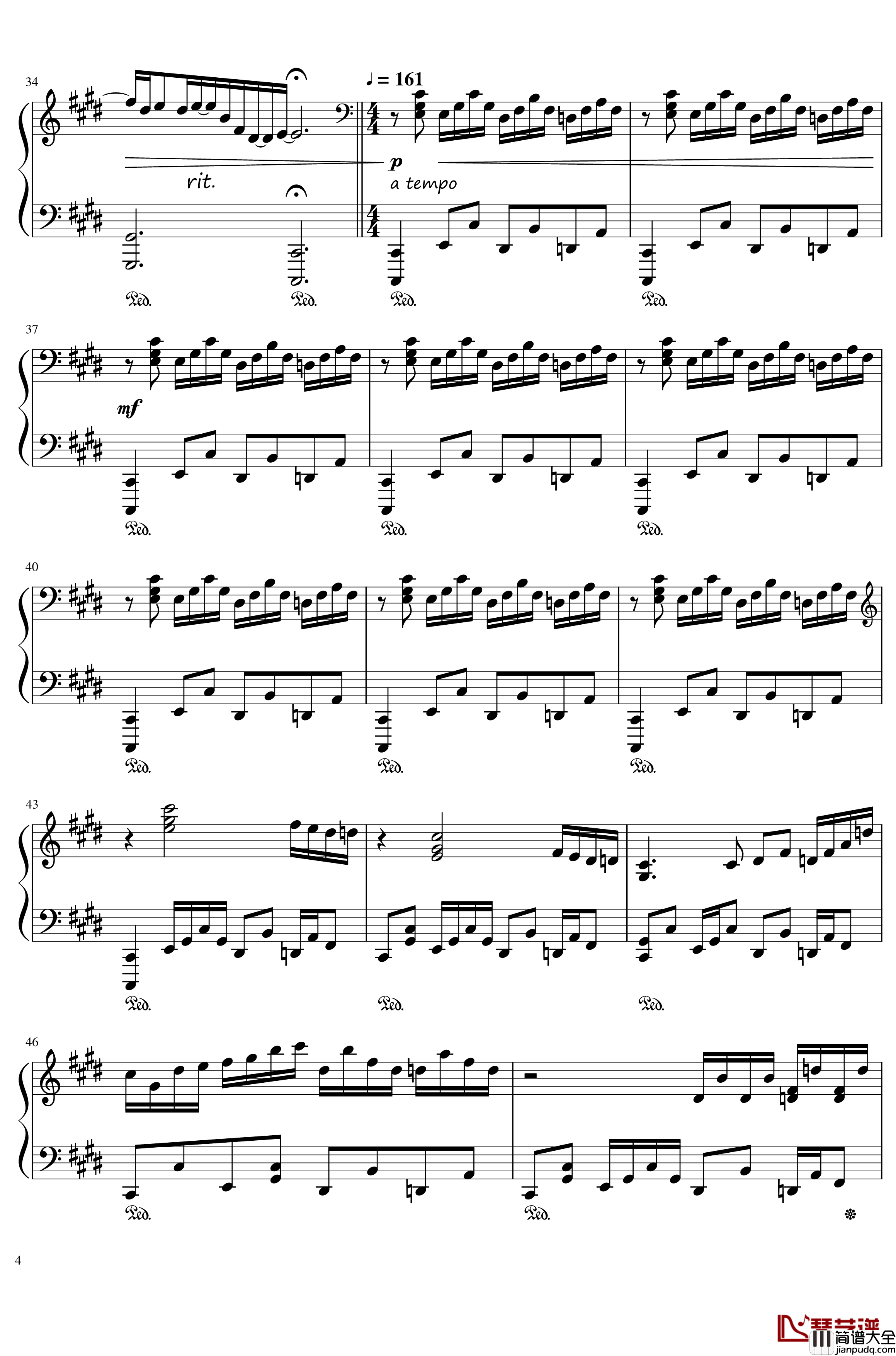 夜が降りてくる_钢琴谱_幻想游戏_东方project_触手猴～_Evening_Star