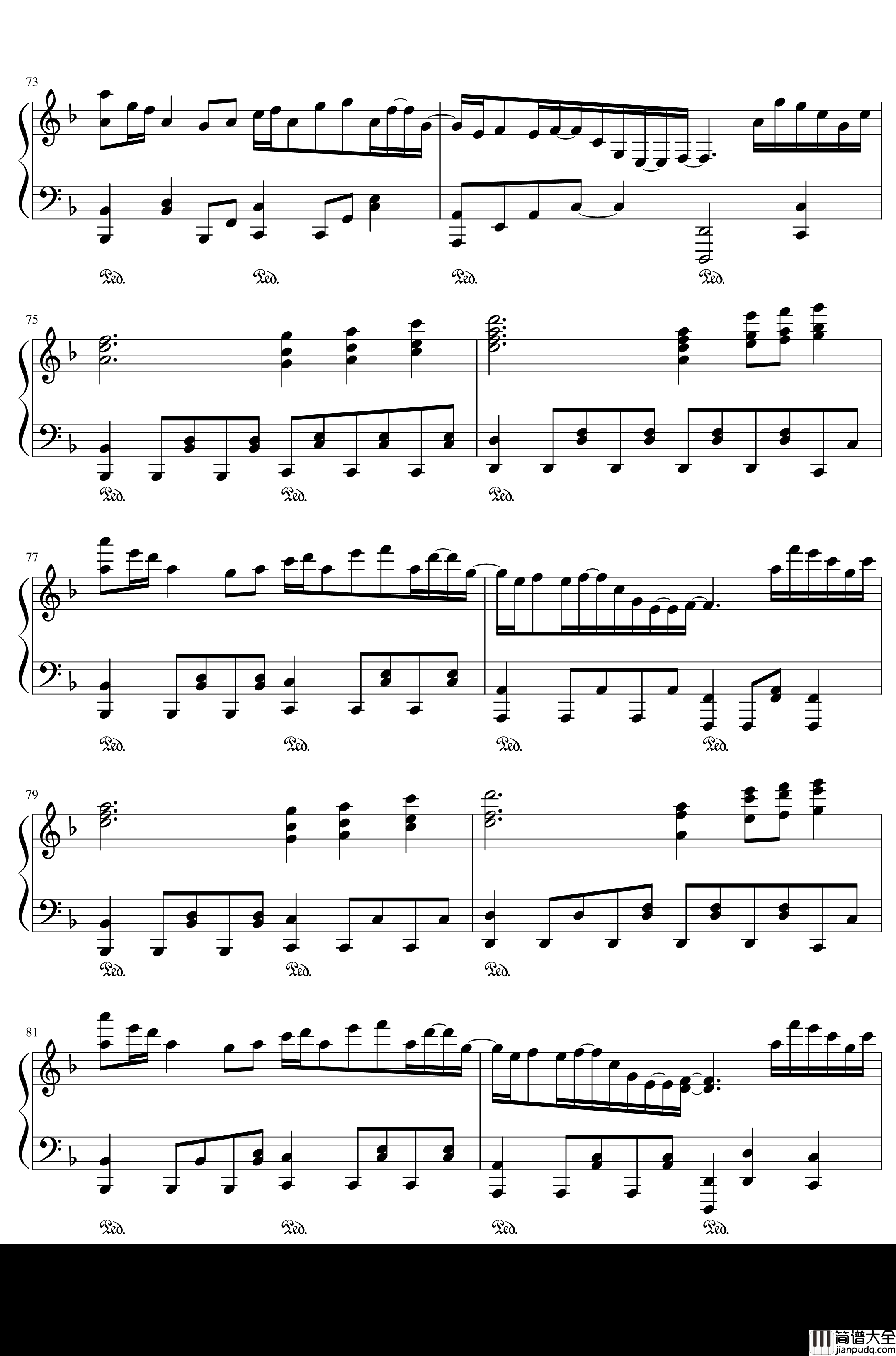 夜が降りてくる_钢琴谱_幻想游戏_东方project_触手猴～_Evening_Star