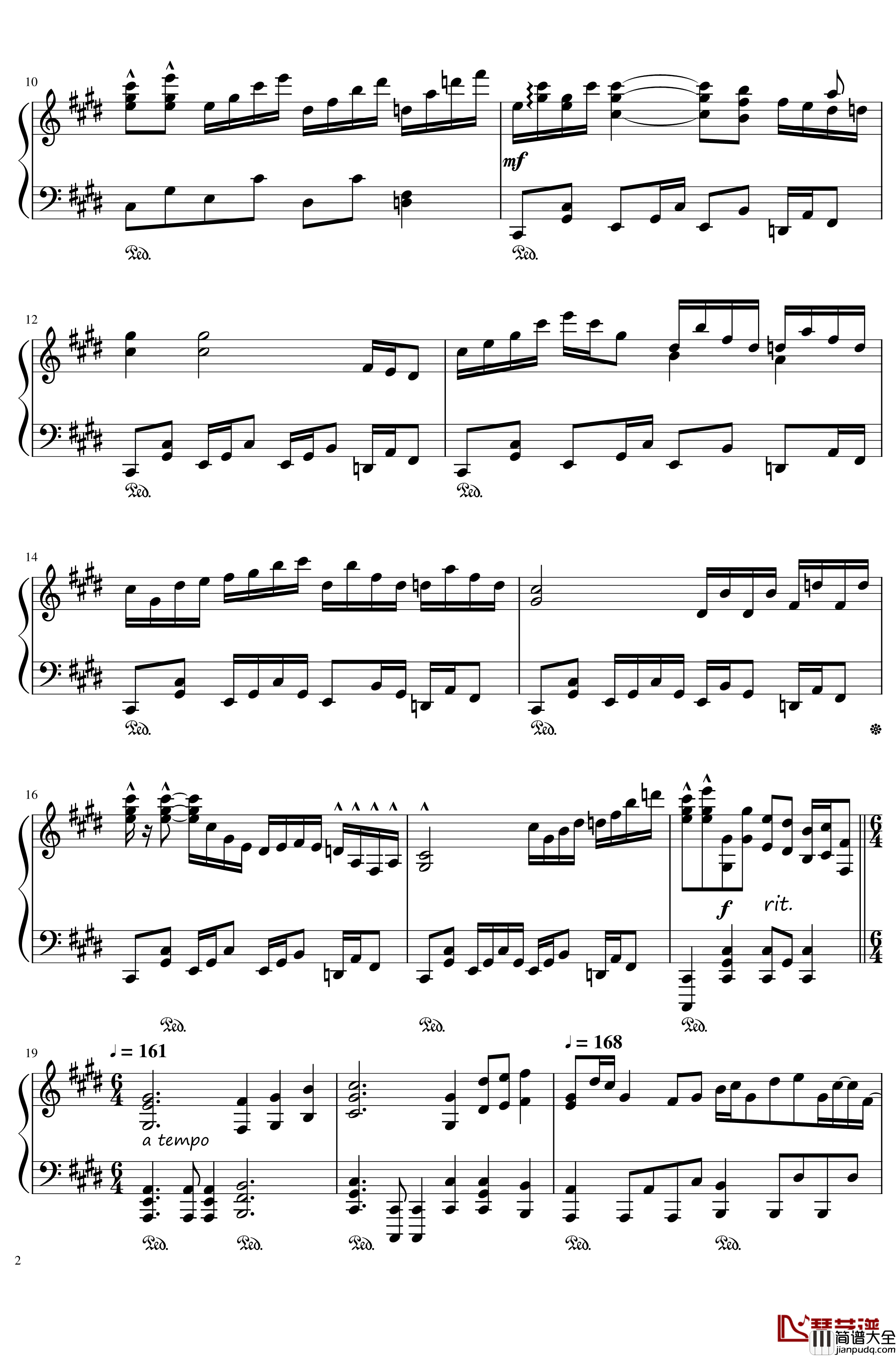 夜が降りてくる_钢琴谱_幻想游戏_东方project_触手猴～_Evening_Star