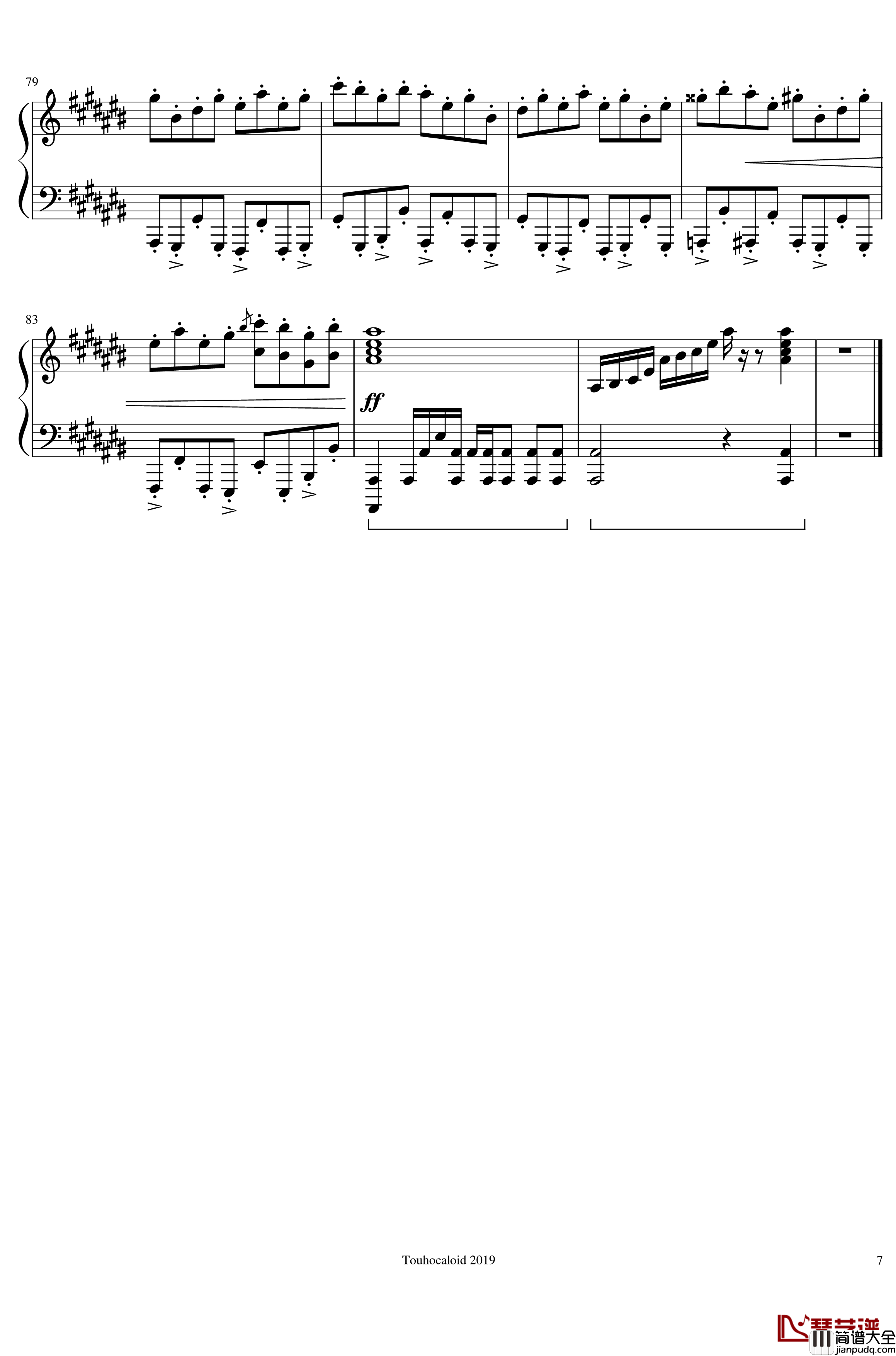 Seraphic_Chicken钢琴谱_东方鬼形兽_东方project