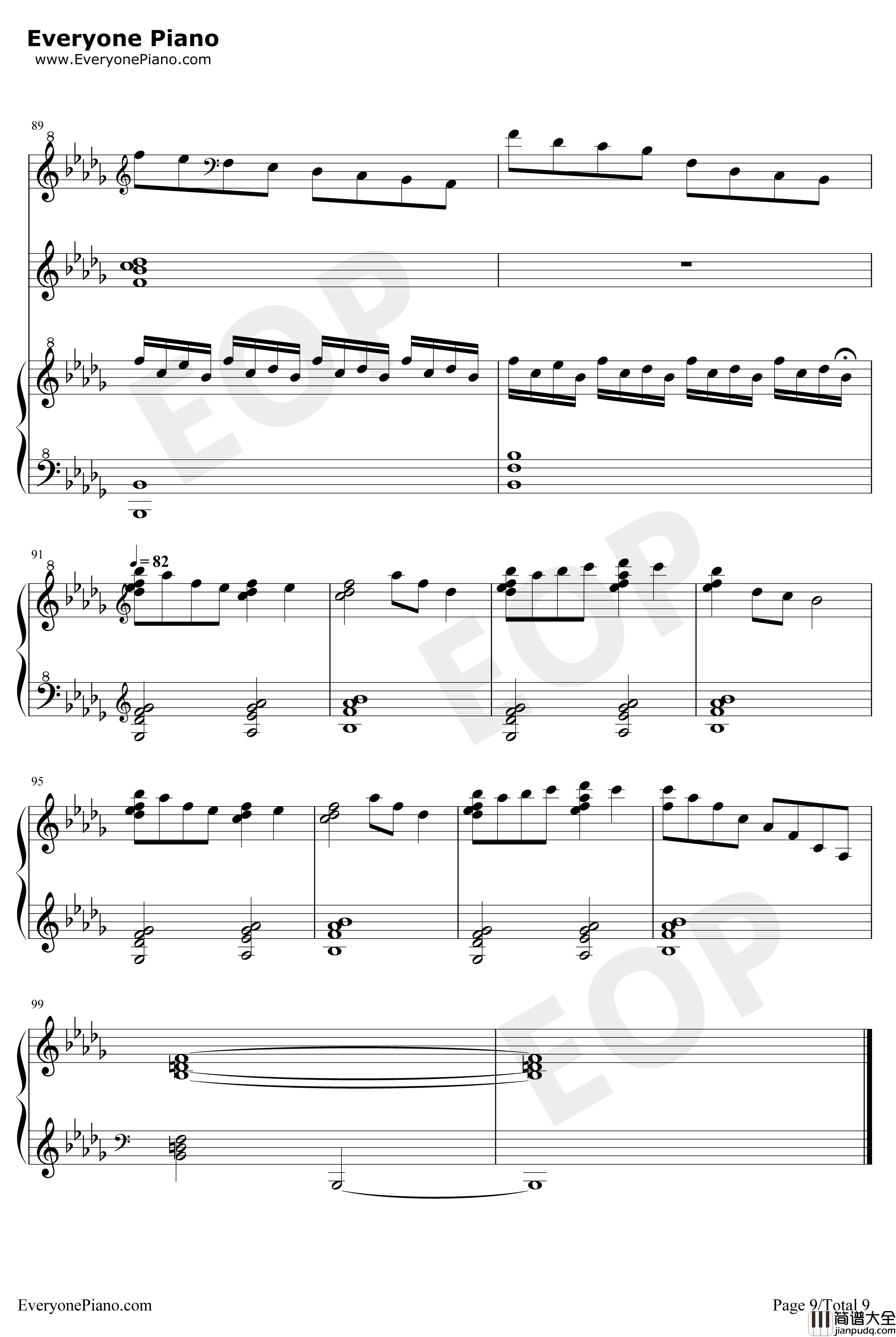 情书钢琴谱_DJOkawari_完美版