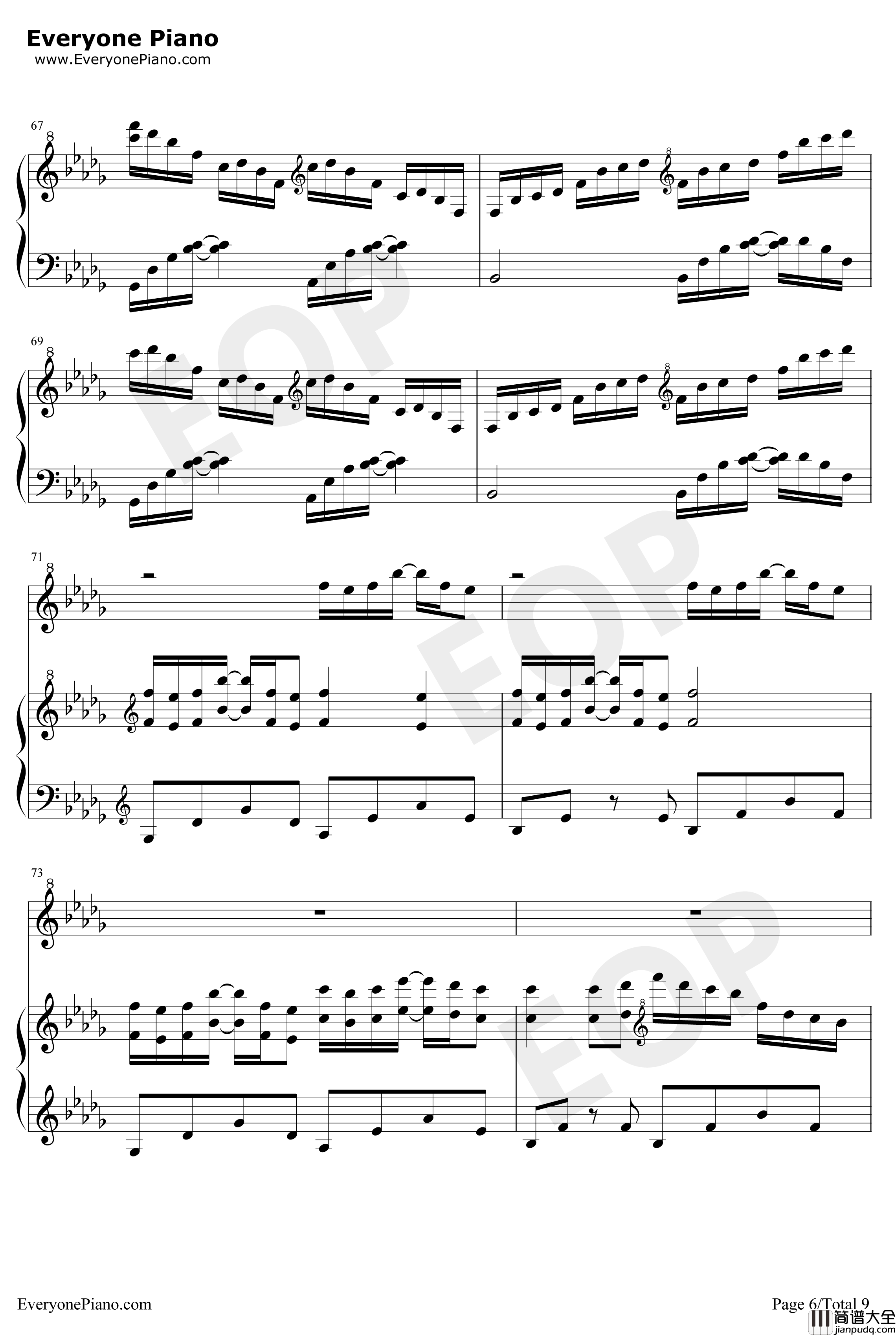 情书钢琴谱_DJOkawari_完美版