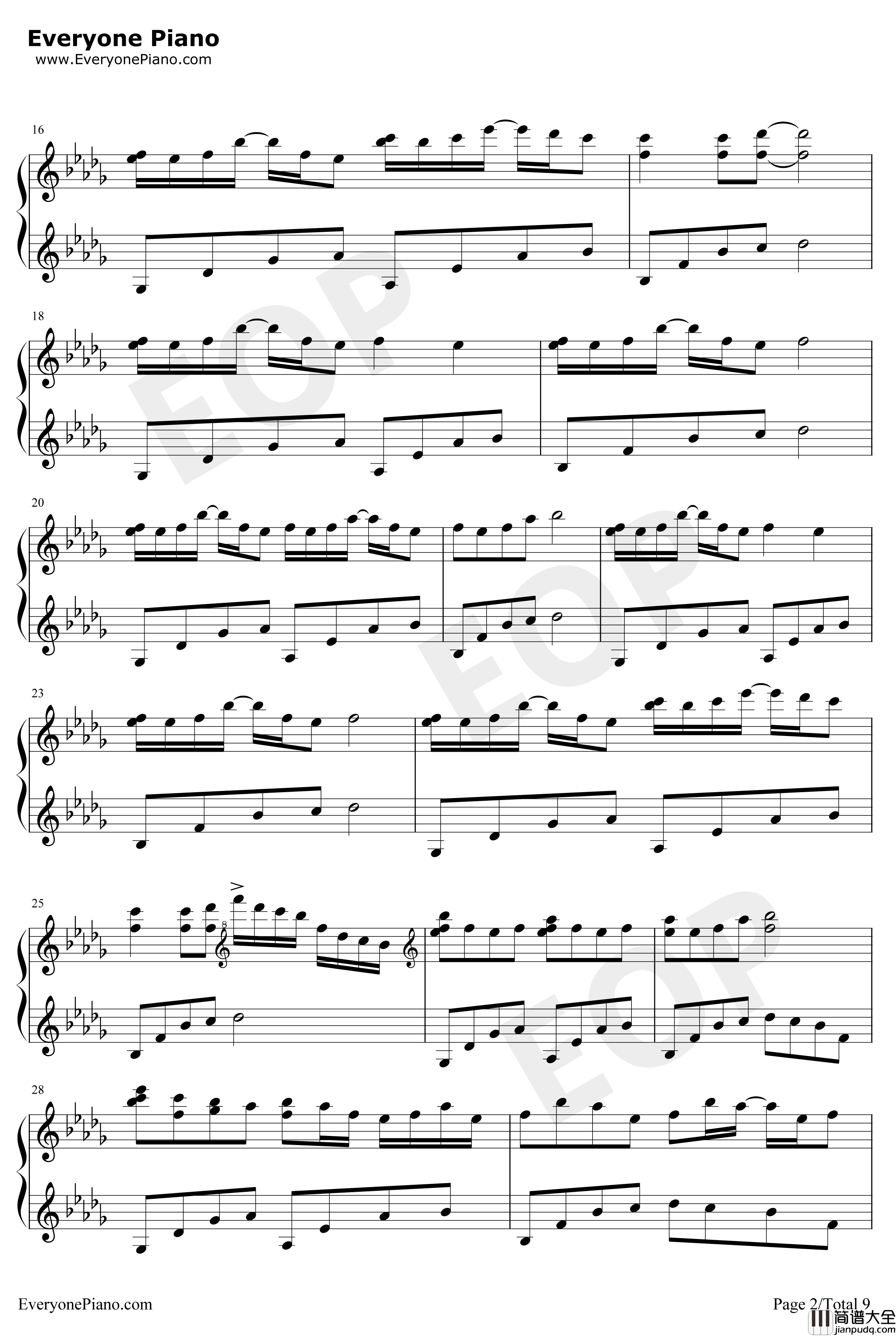 情书钢琴谱_DJOkawari_完美版