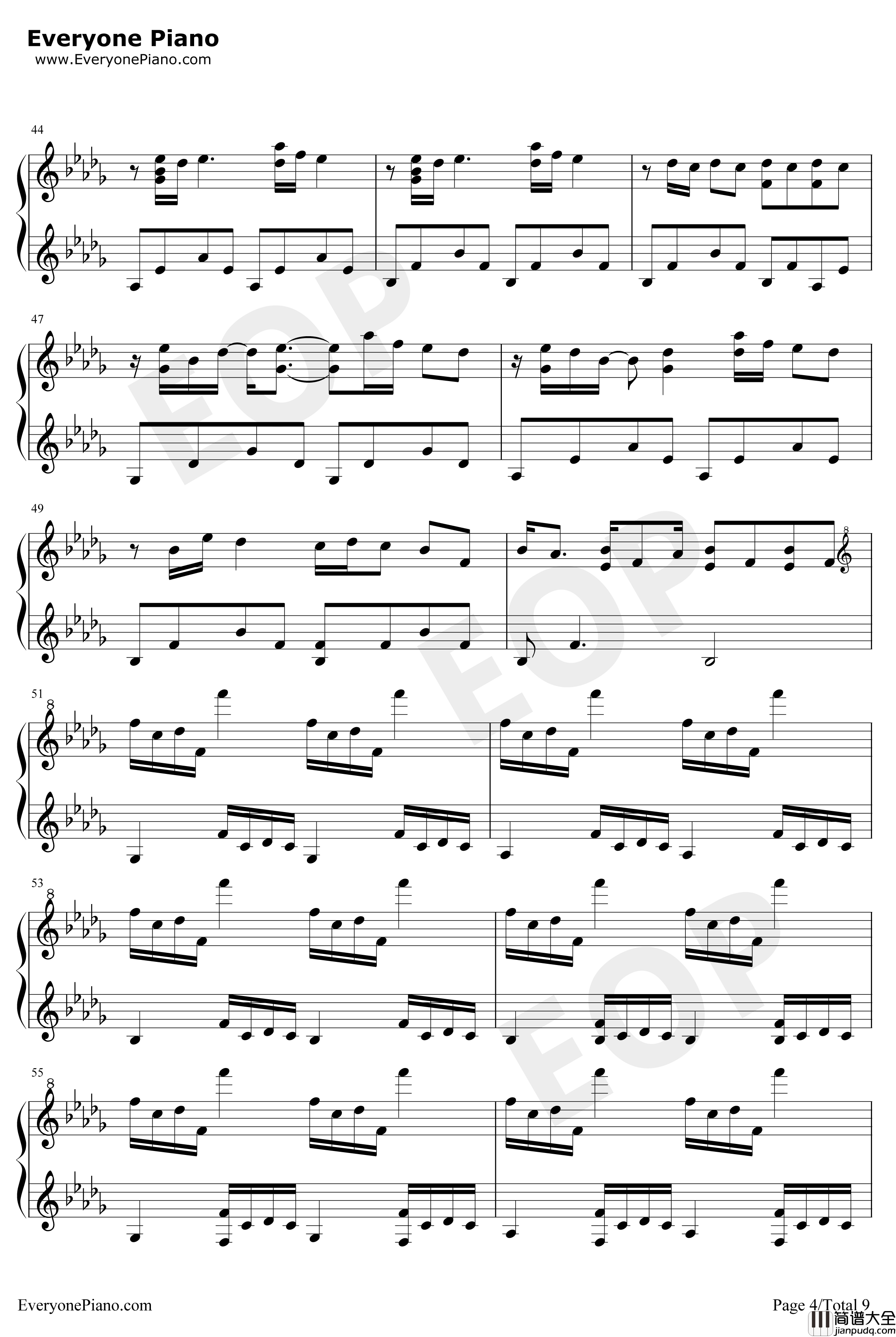 情书钢琴谱_DJOkawari_完美版