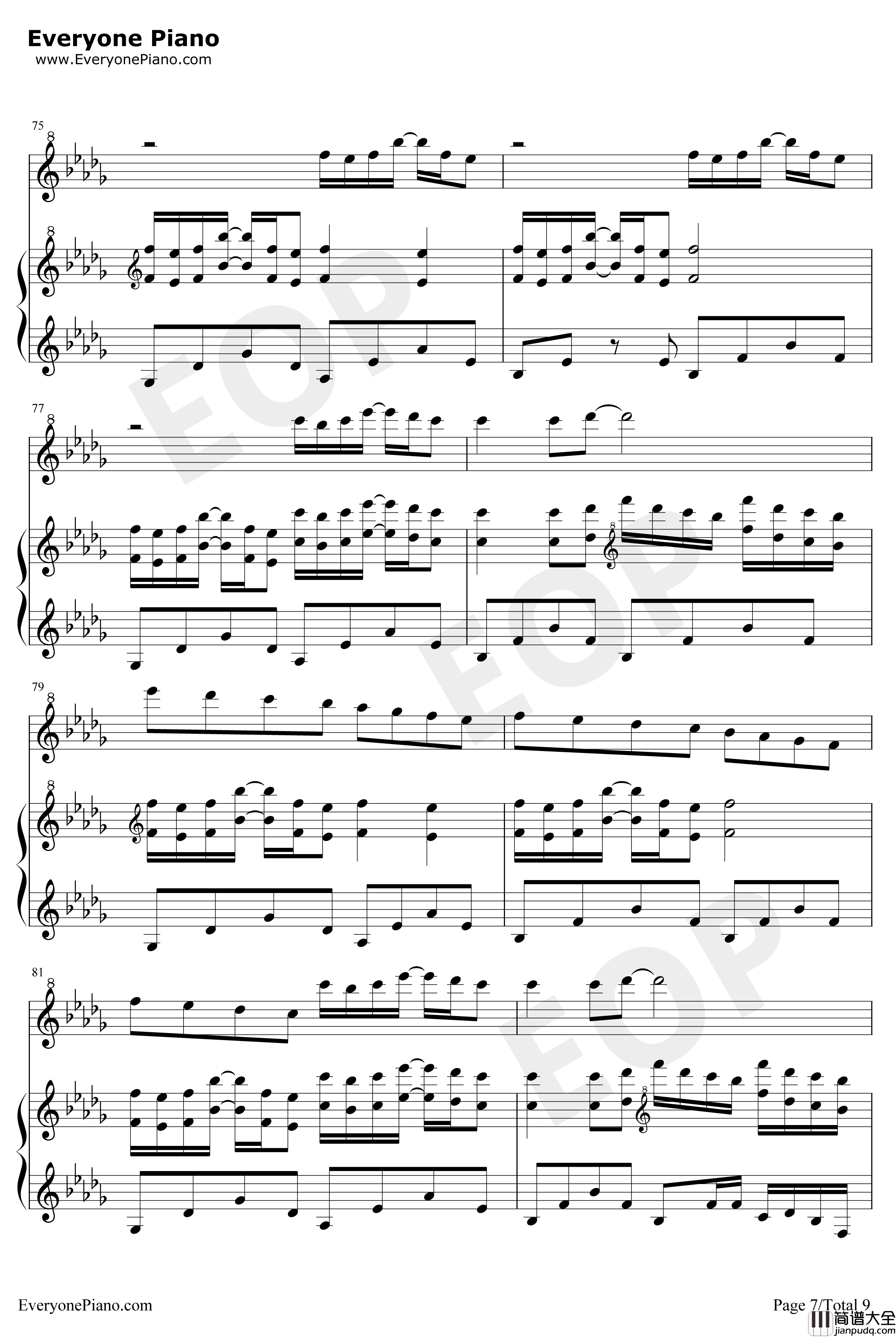 情书钢琴谱_DJOkawari_完美版