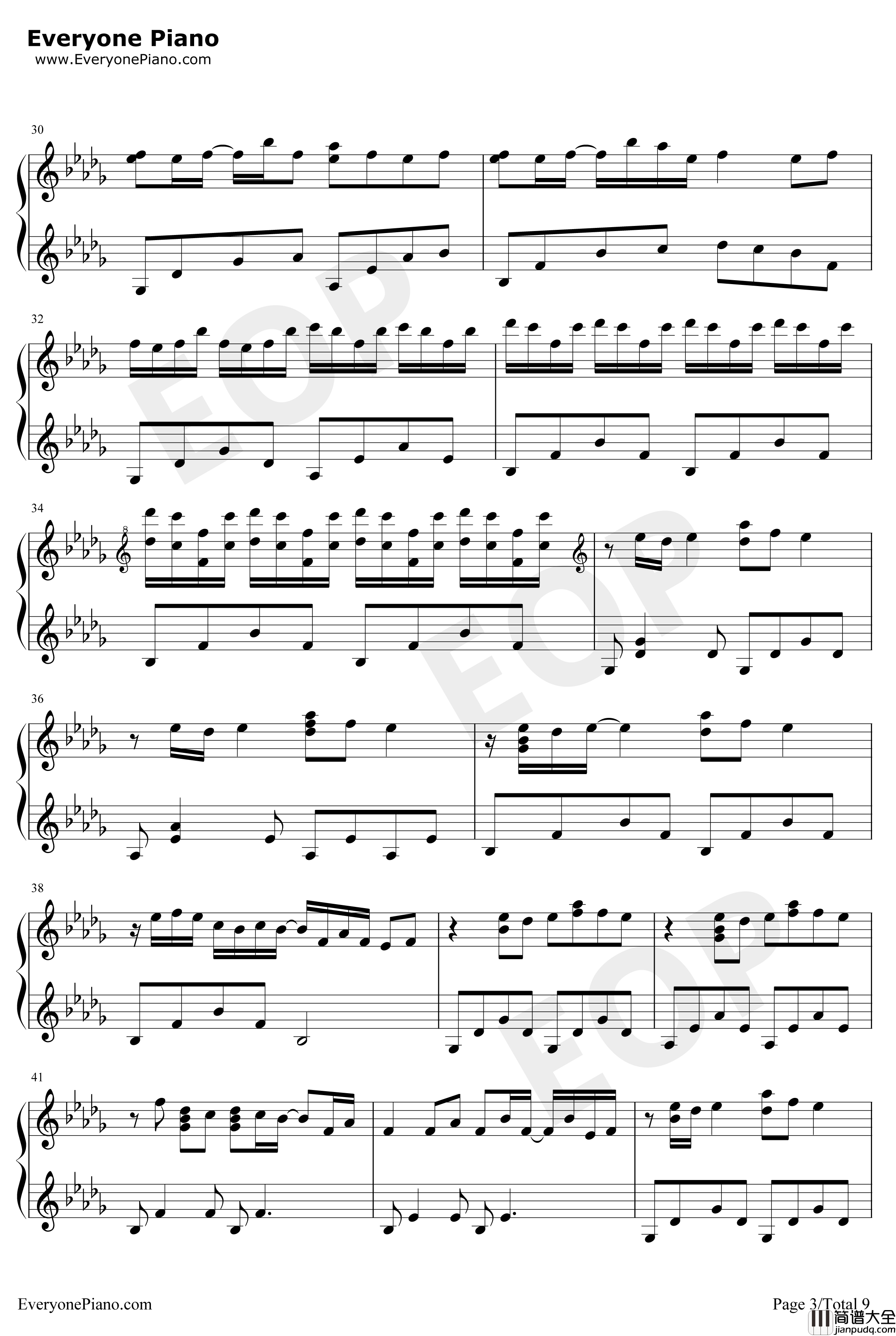 情书钢琴谱_DJOkawari_完美版