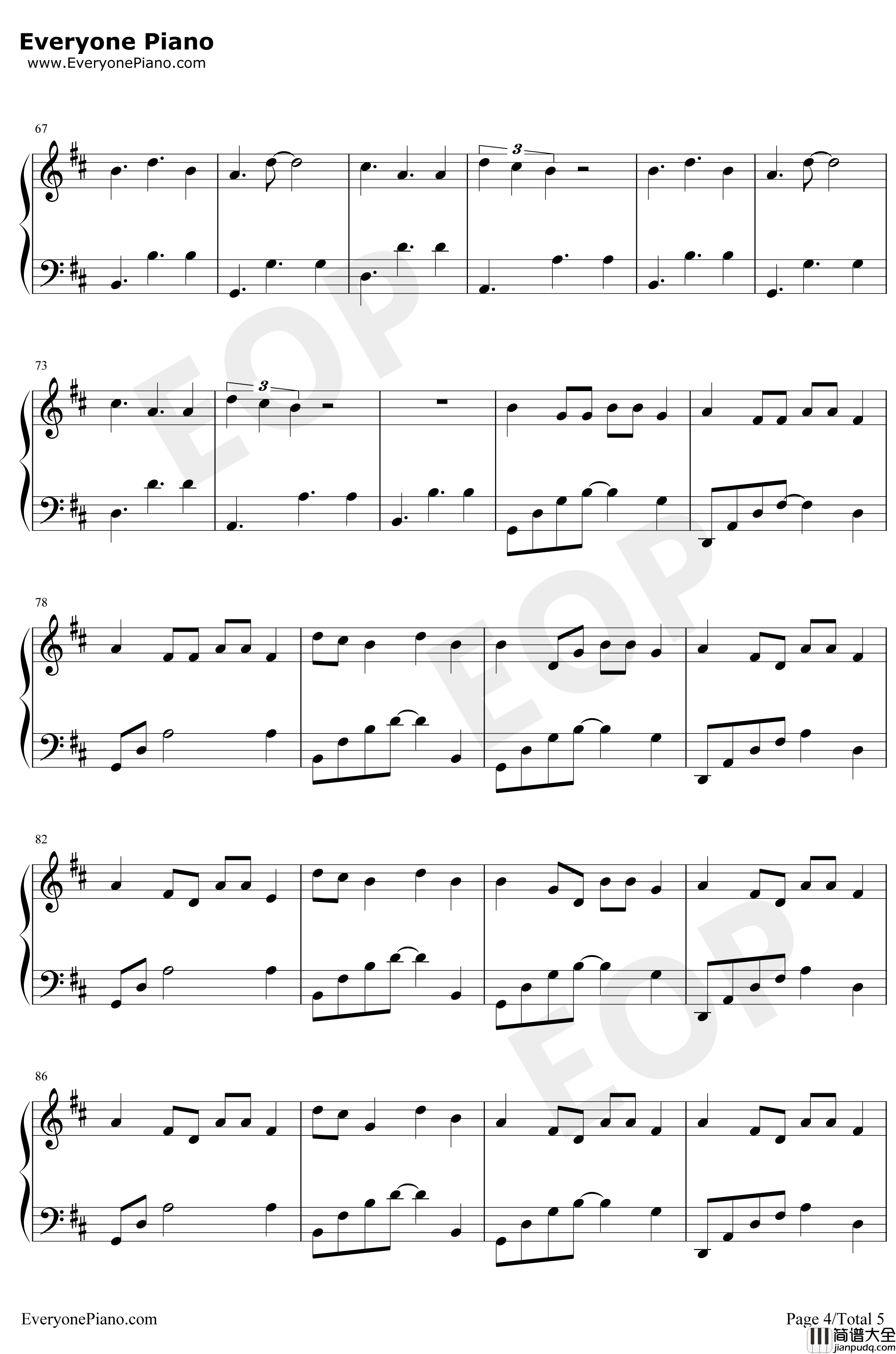 Calma钢琴谱_PedroCapo_PedroCapo