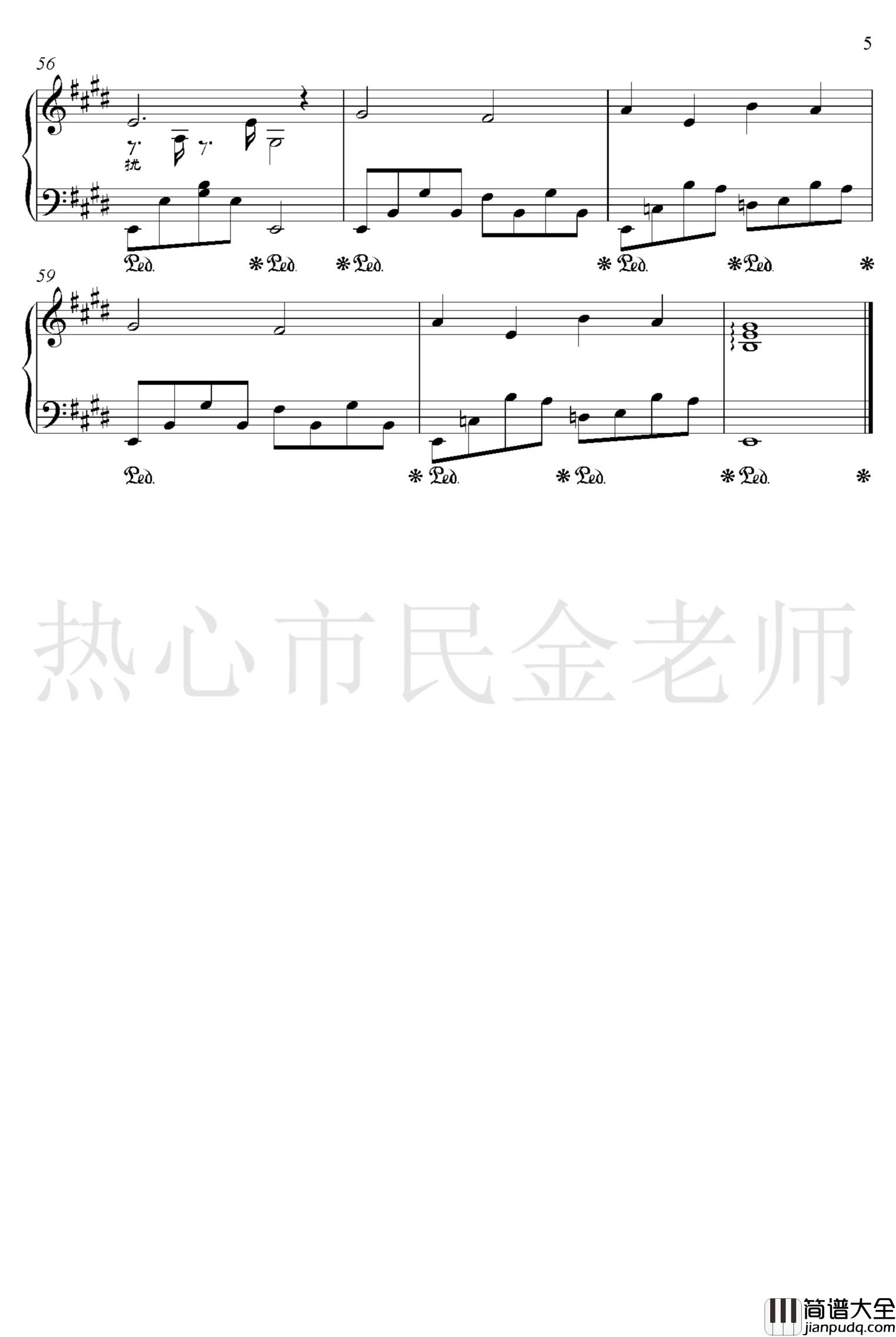 请先说你好钢琴谱_金老师独奏190325