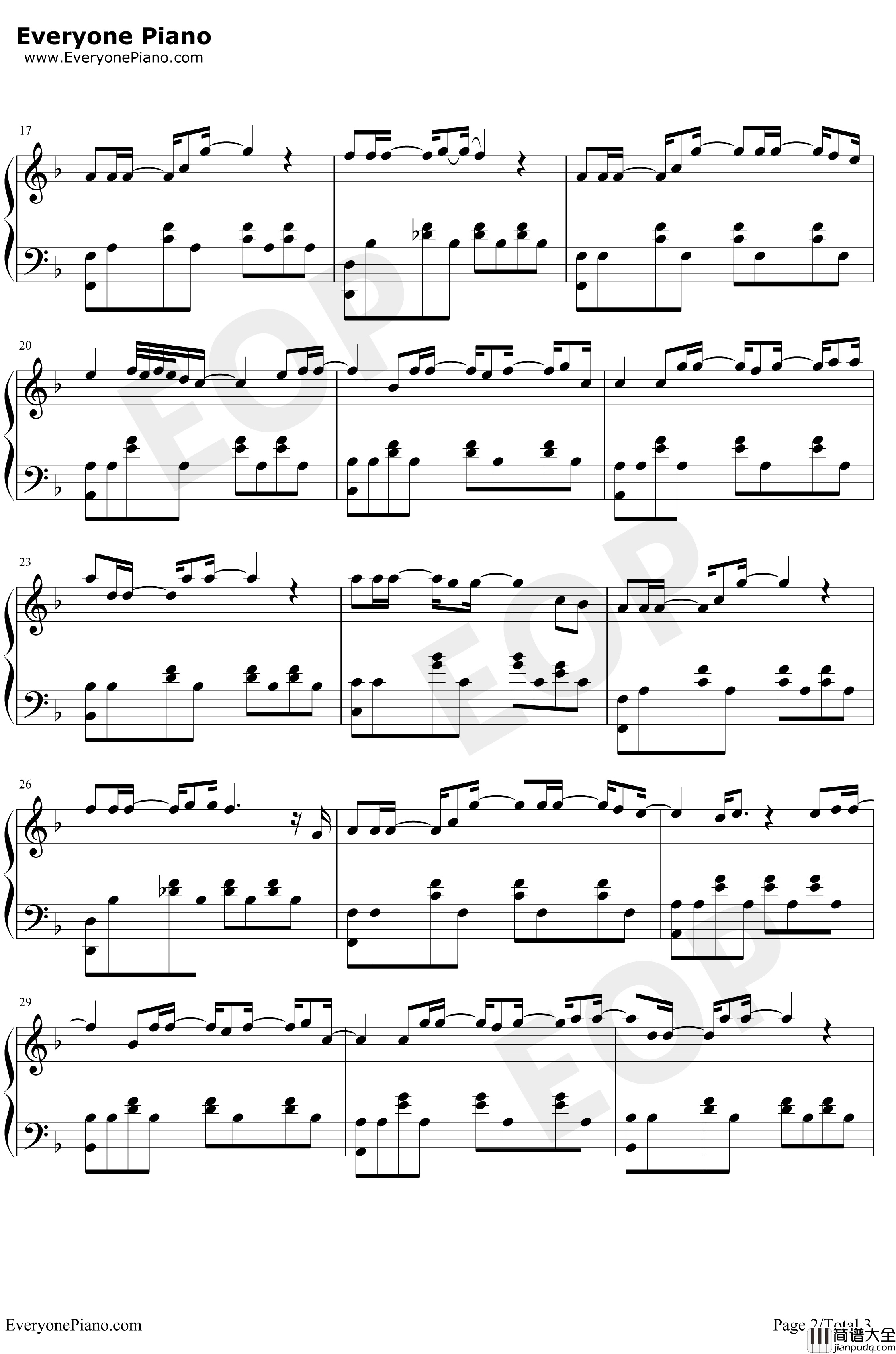 哪里都是你钢琴谱_周杰伦_简单版_天台主题曲