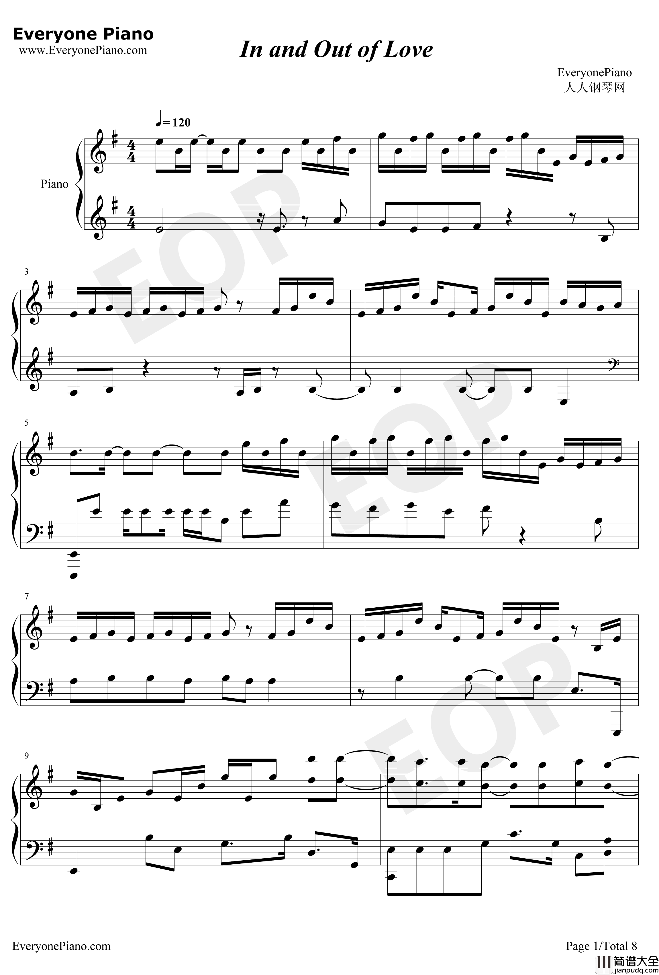 In_and_Out_of_Love钢琴谱_Arminvan_Buuren_Sharonden_Adel
