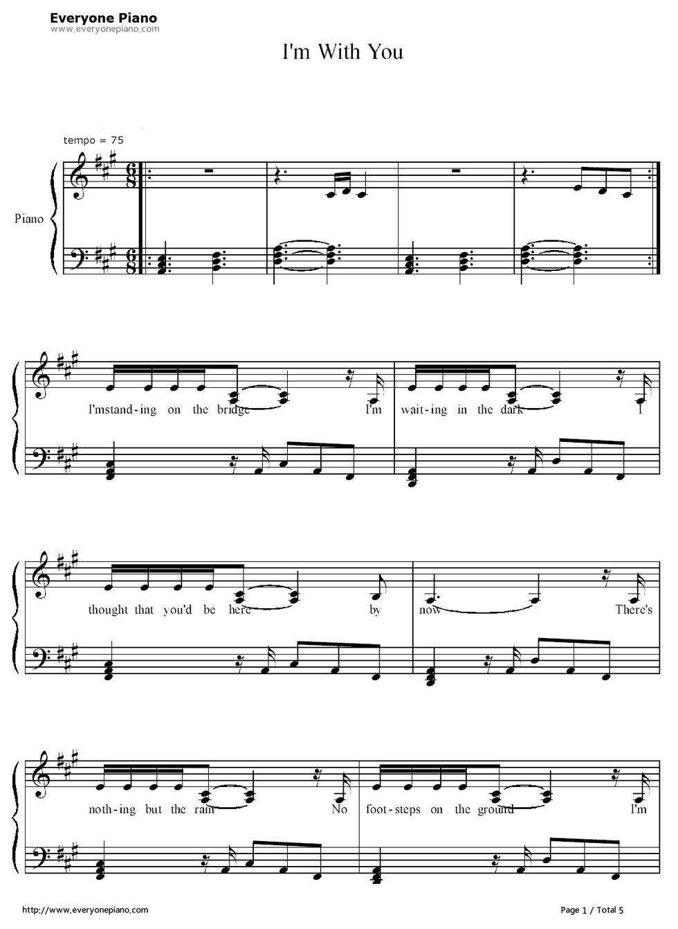 I'm_with_You钢琴谱_Avril_Lavigne