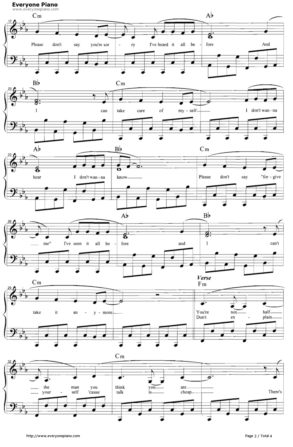 Sorry钢琴谱_麦当娜