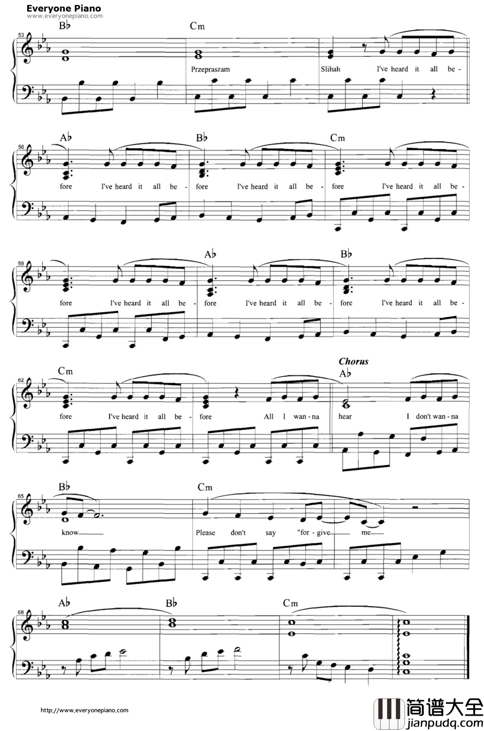 Sorry钢琴谱_麦当娜