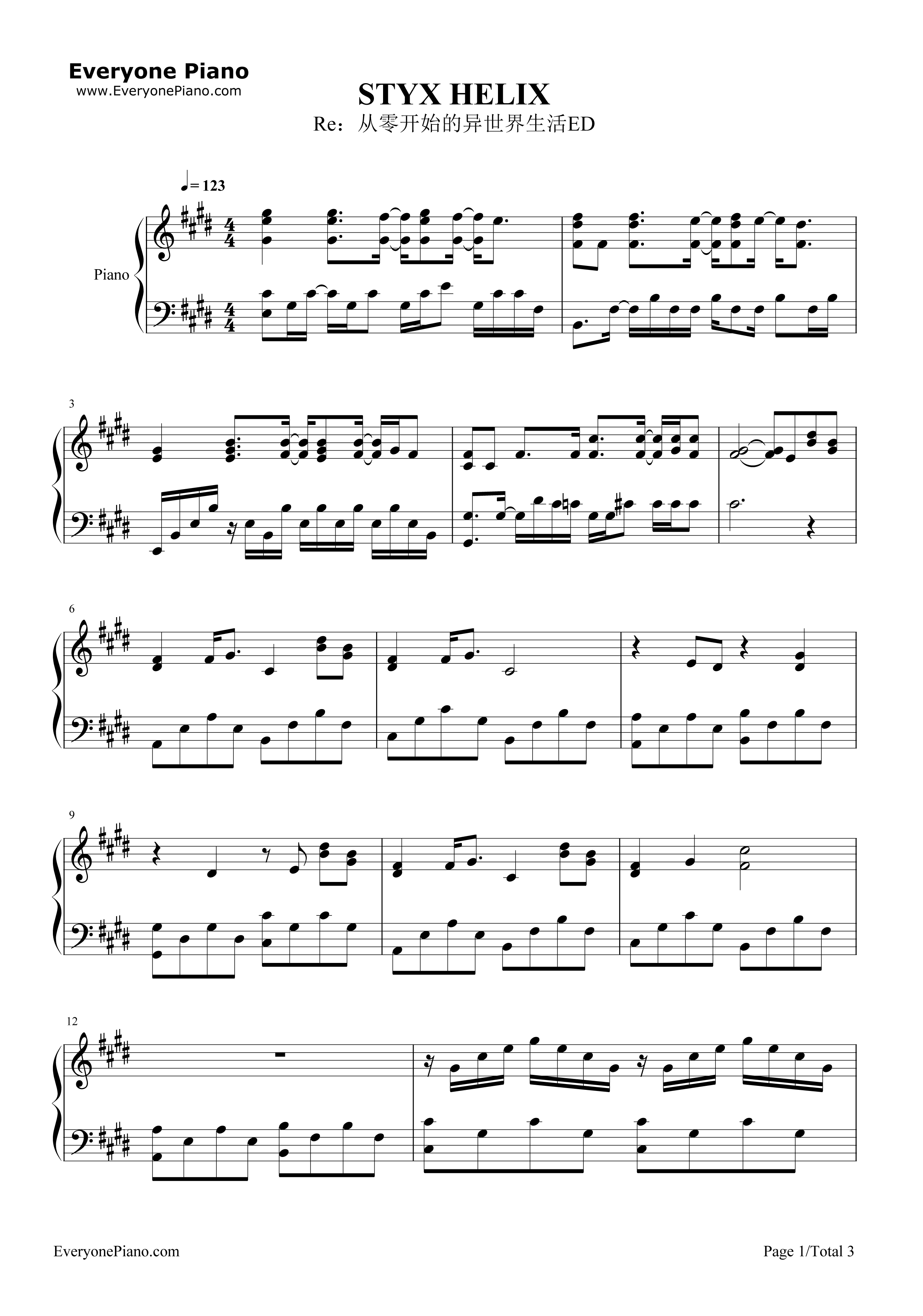 STYX_HELIX钢琴谱_Myth&Roid