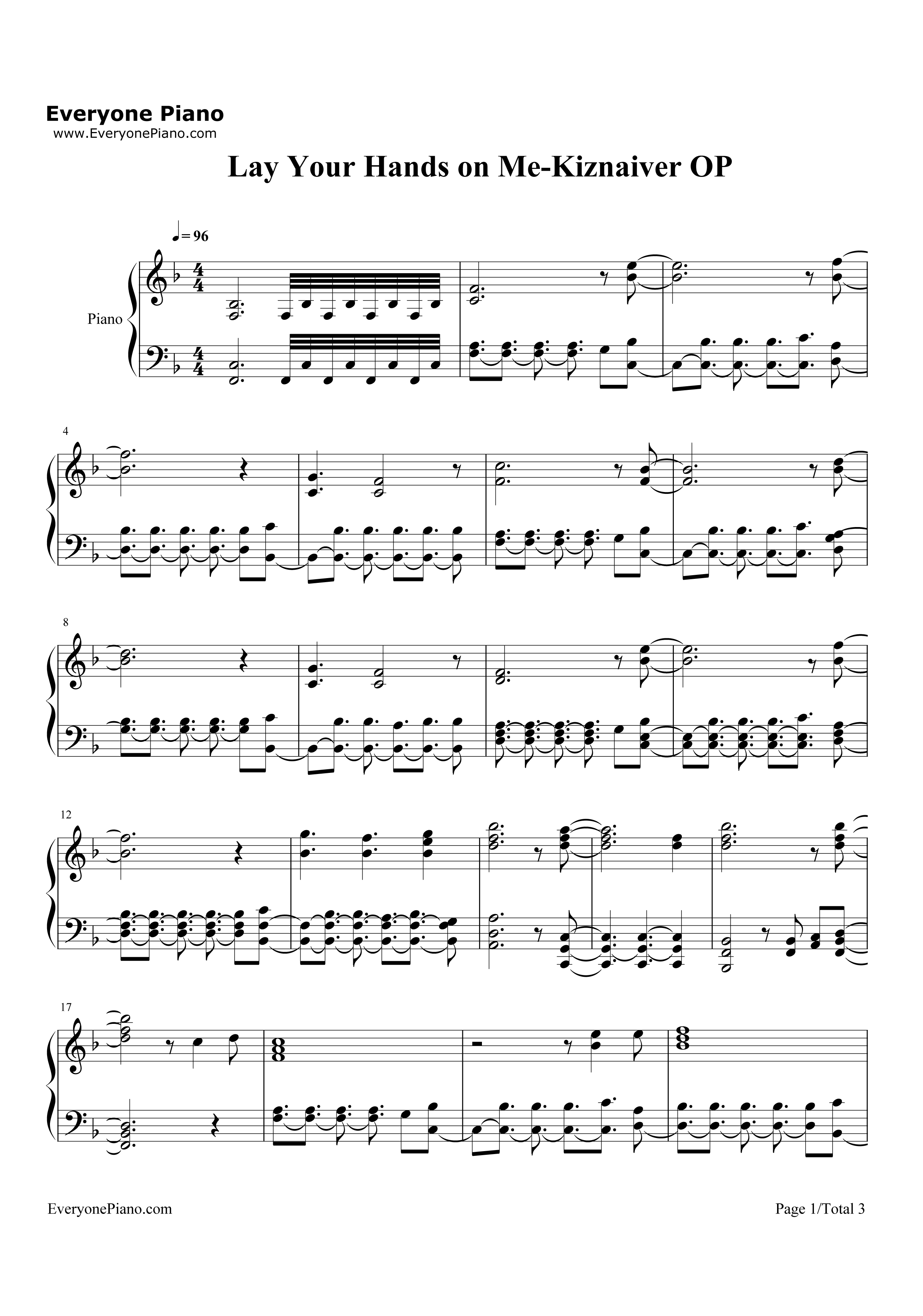 Lay_Your_Hands_on_Me钢琴谱_Boom_Boom_Satellites