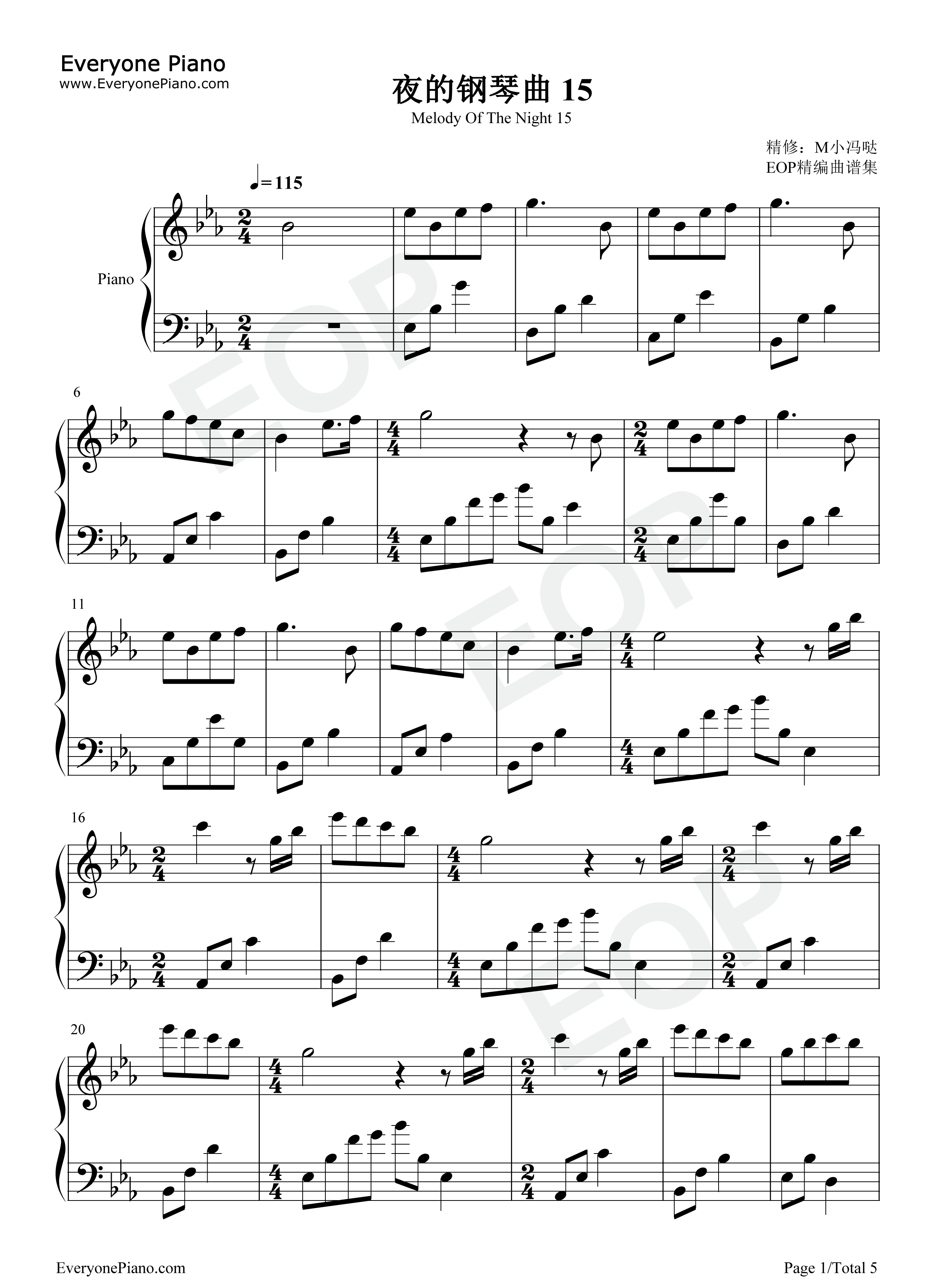 夜的钢琴曲_15钢琴谱_石进