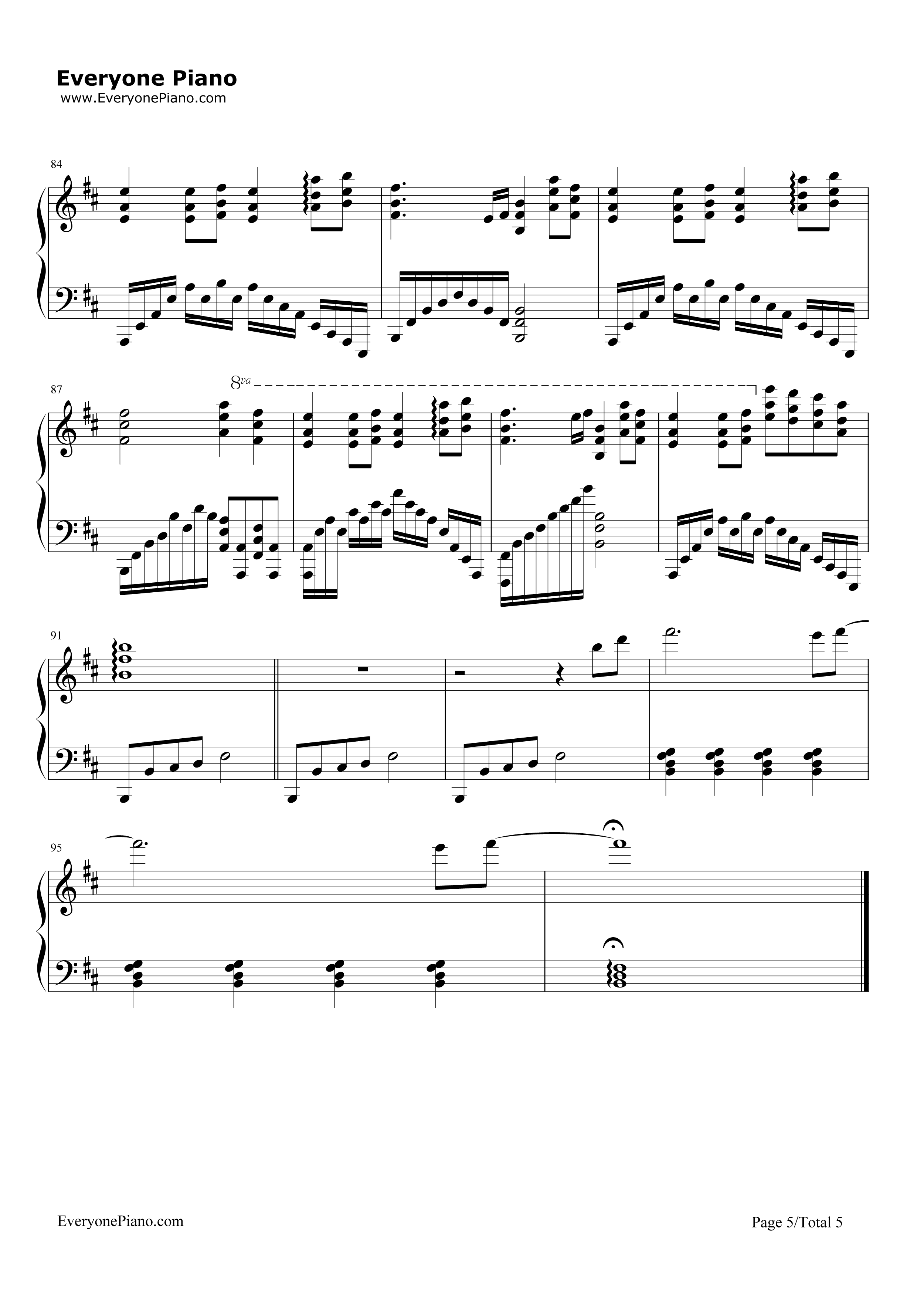 风之谷钢琴谱_未知