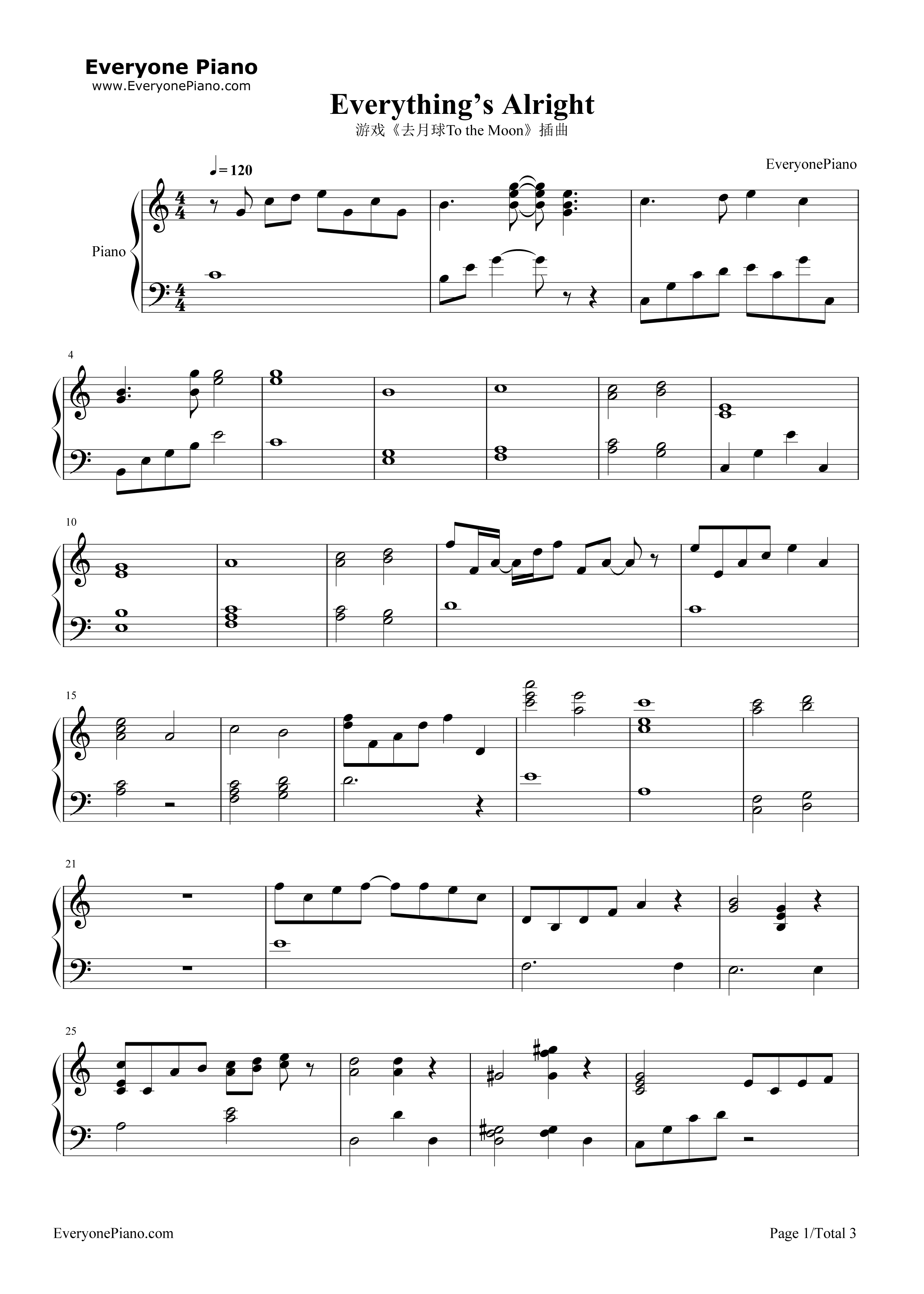 Everything's_Alright钢琴谱_Laura_Shigihara