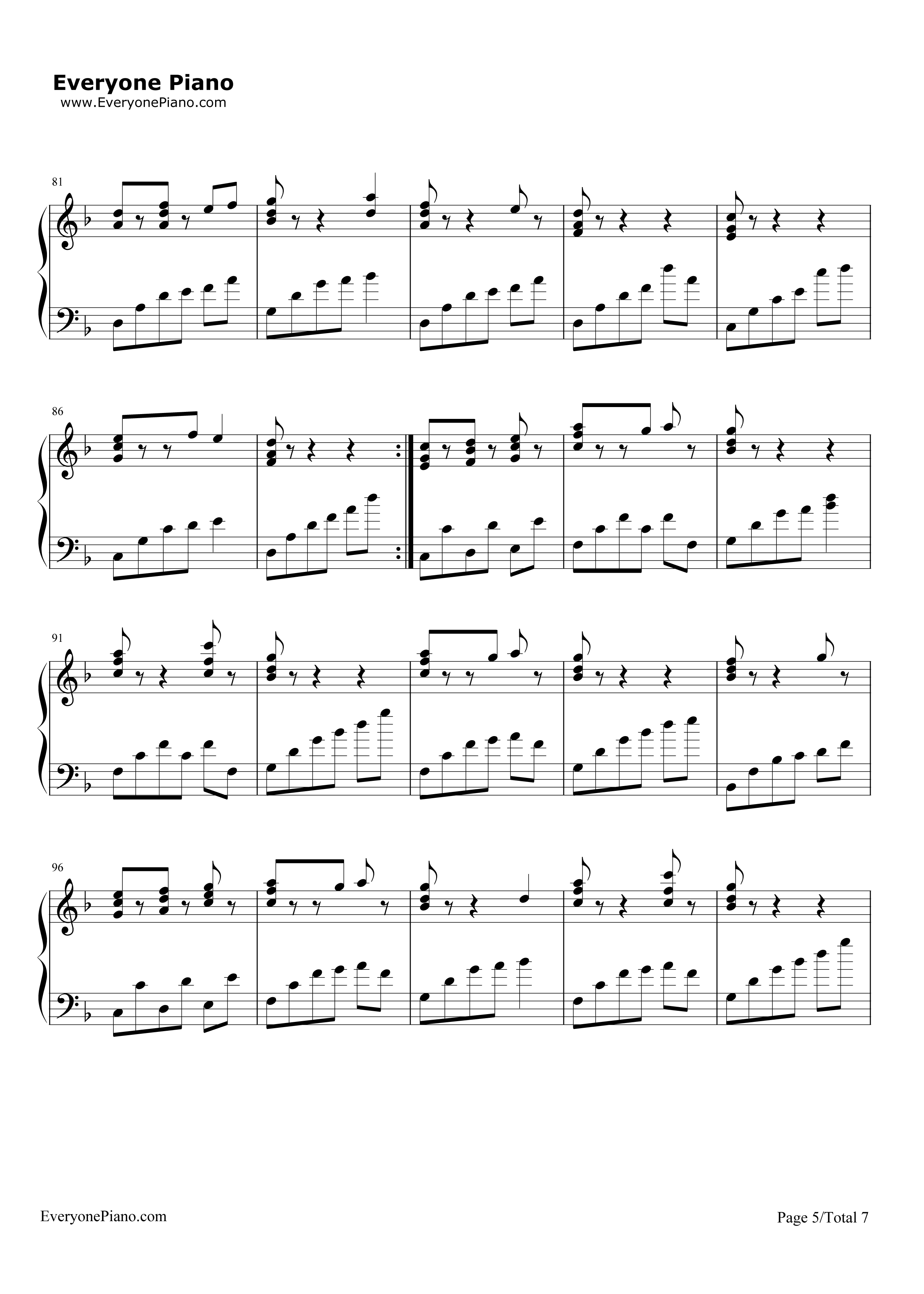 兄弟钢琴谱_俄罗斯信念合唱团