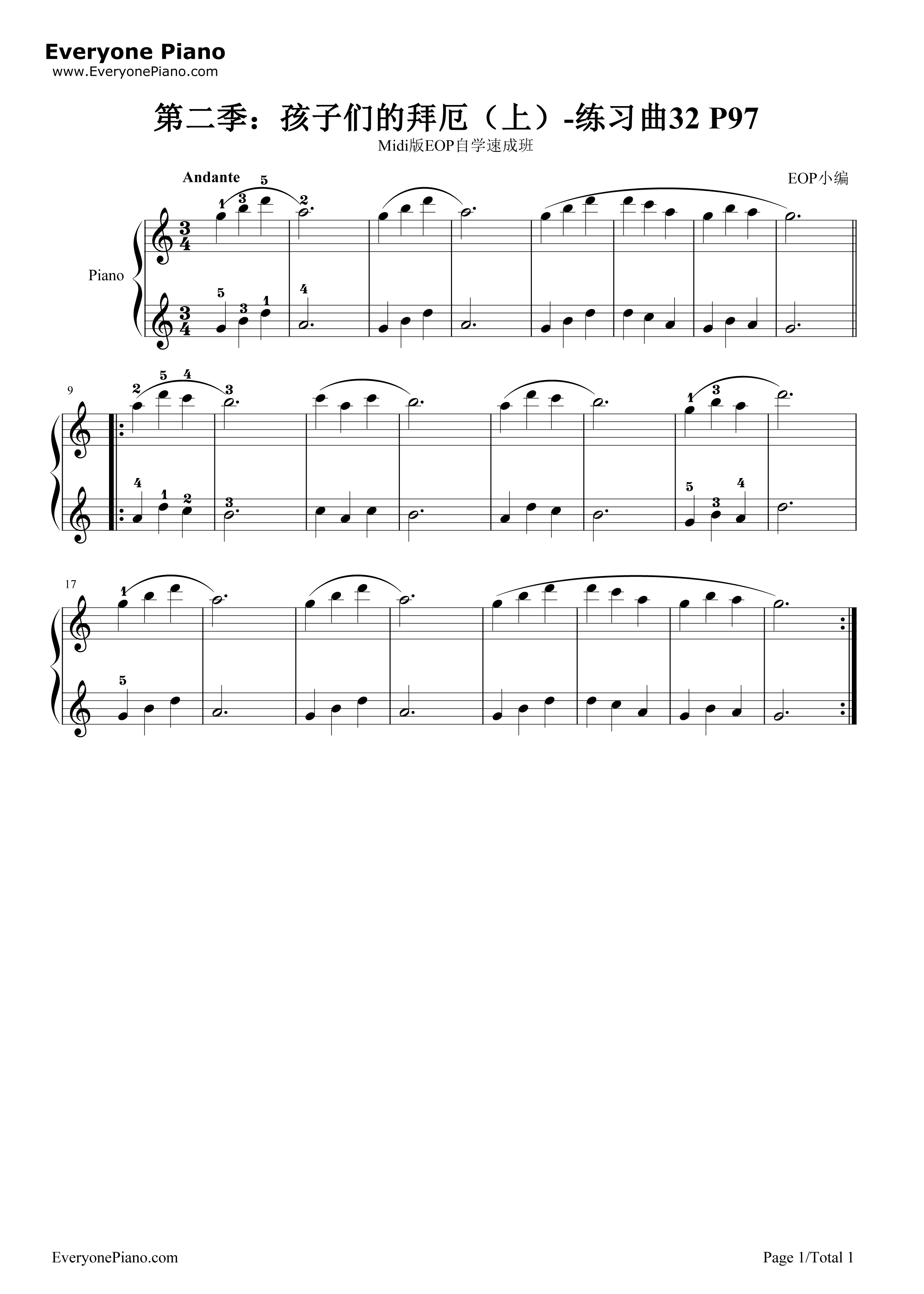 练习曲32钢琴谱_EOP团队