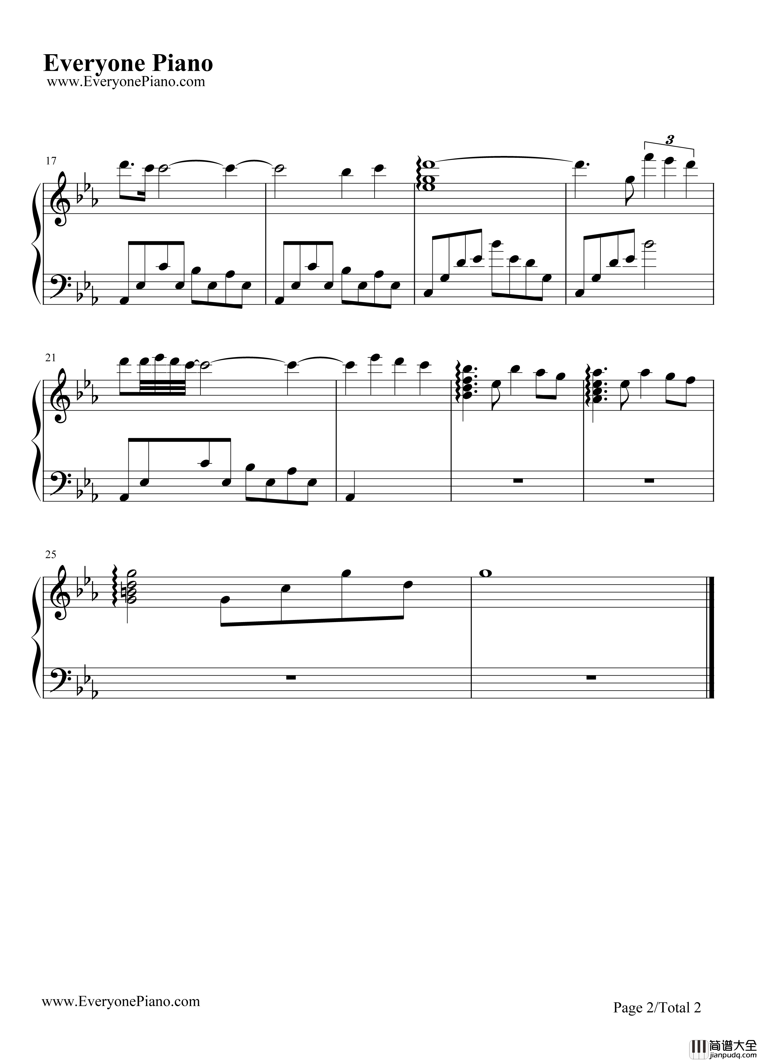 遗失的乐园钢琴谱_宫崎骏