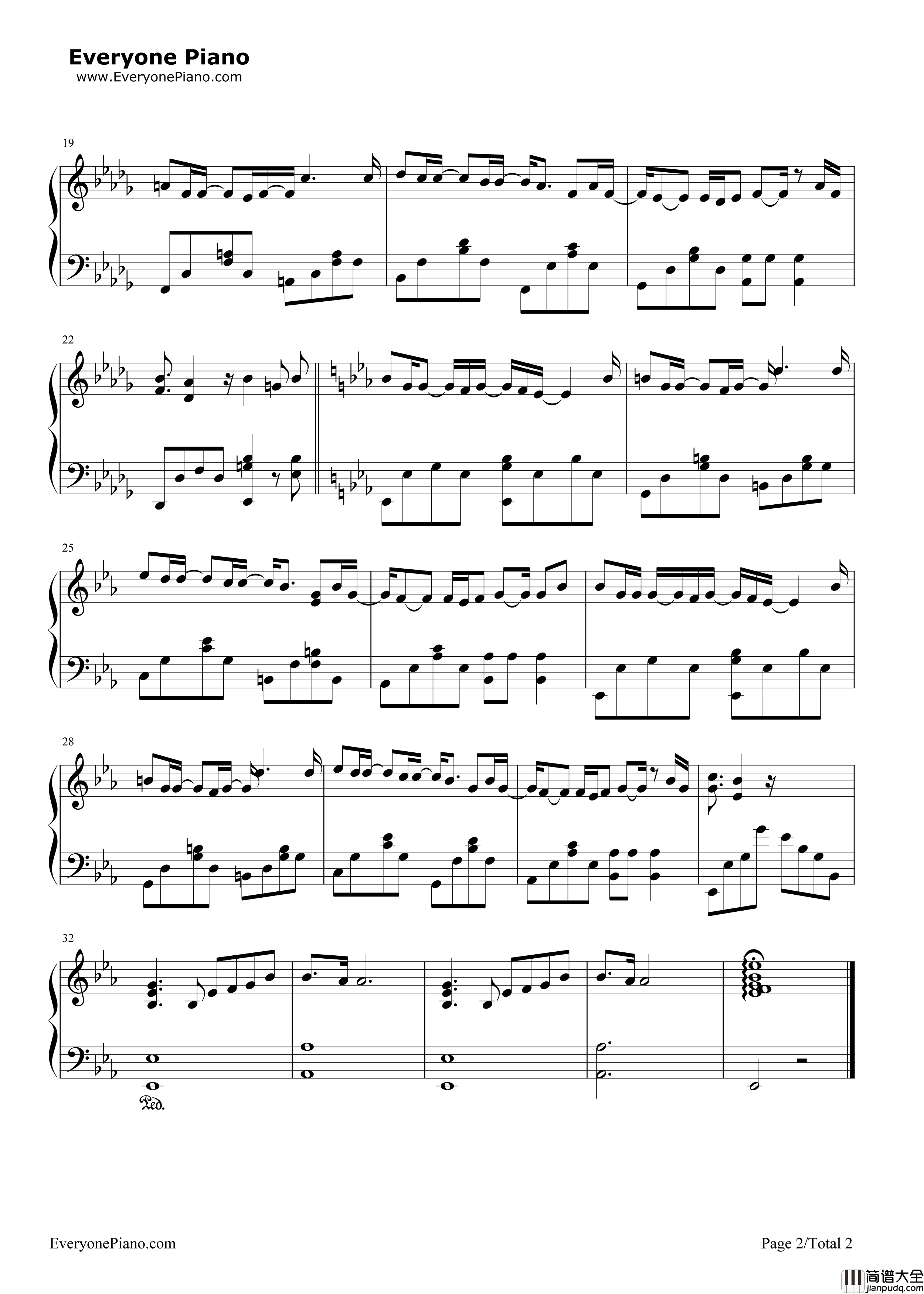 とめる（停下吧）钢琴谱_一青窈