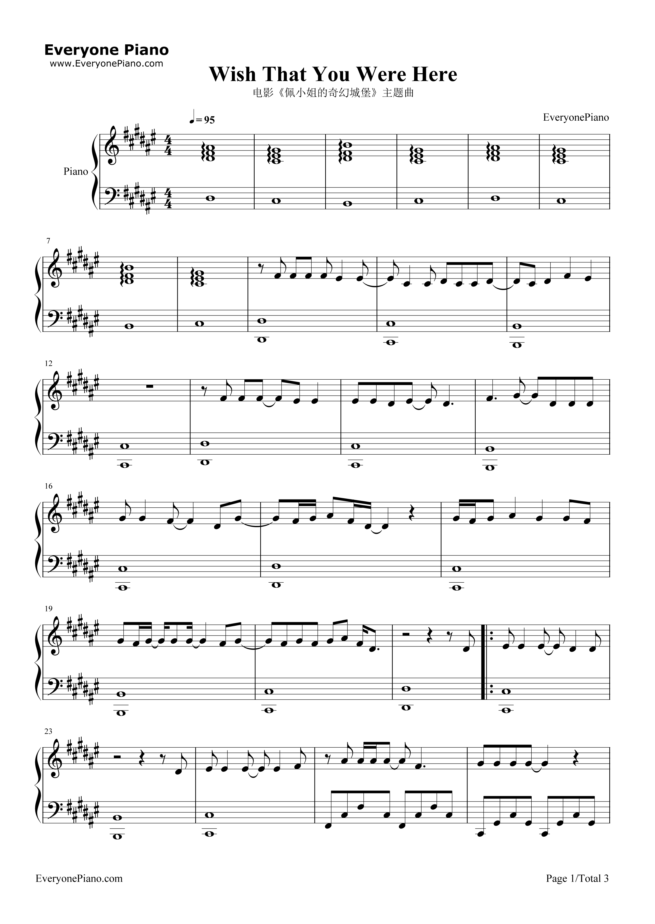 Wish_That_You_Were_Here钢琴谱_Florence_and_the_Machine