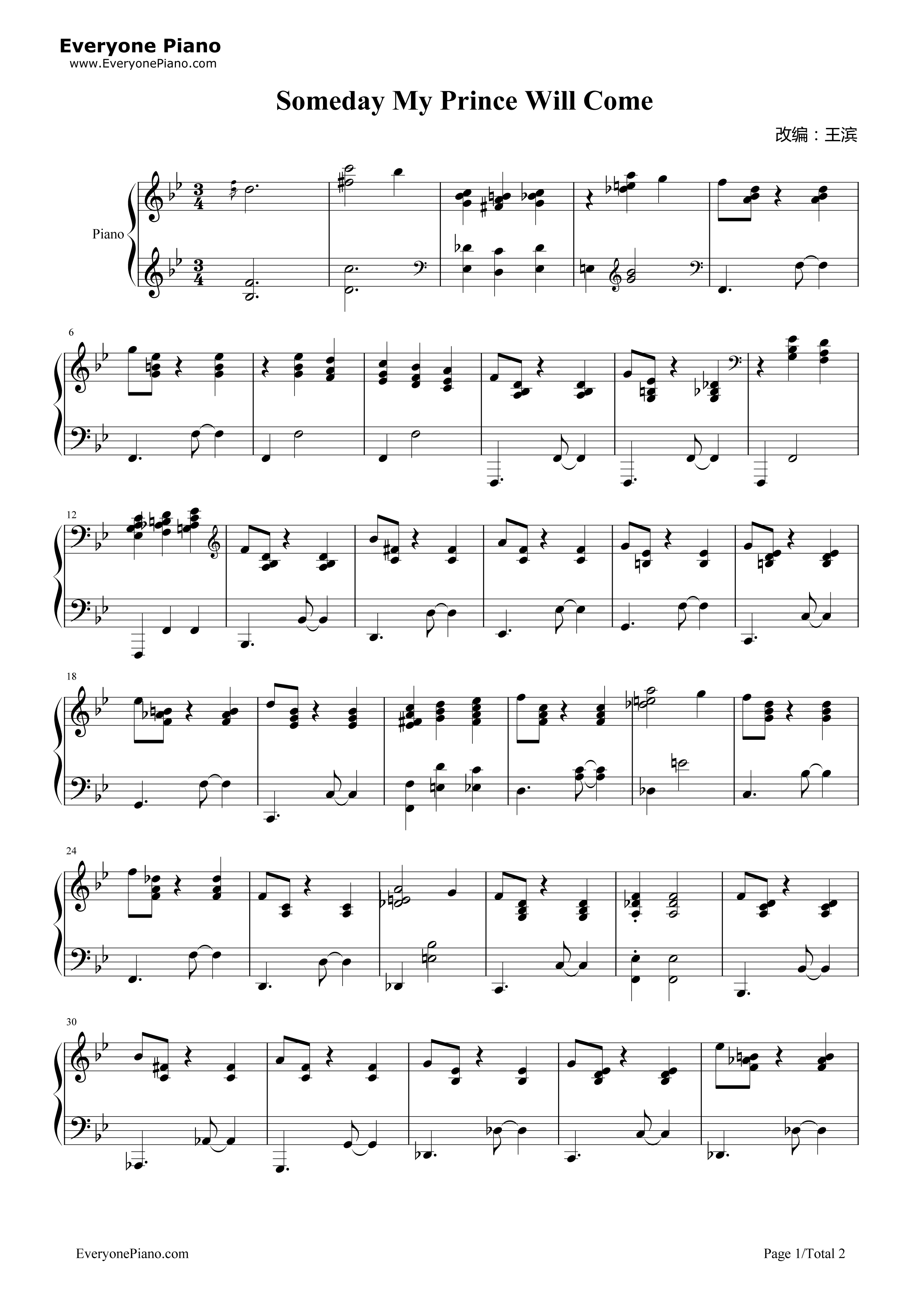 Someday_My_Prince_Will_Come钢琴谱_Adriana_Caselotti