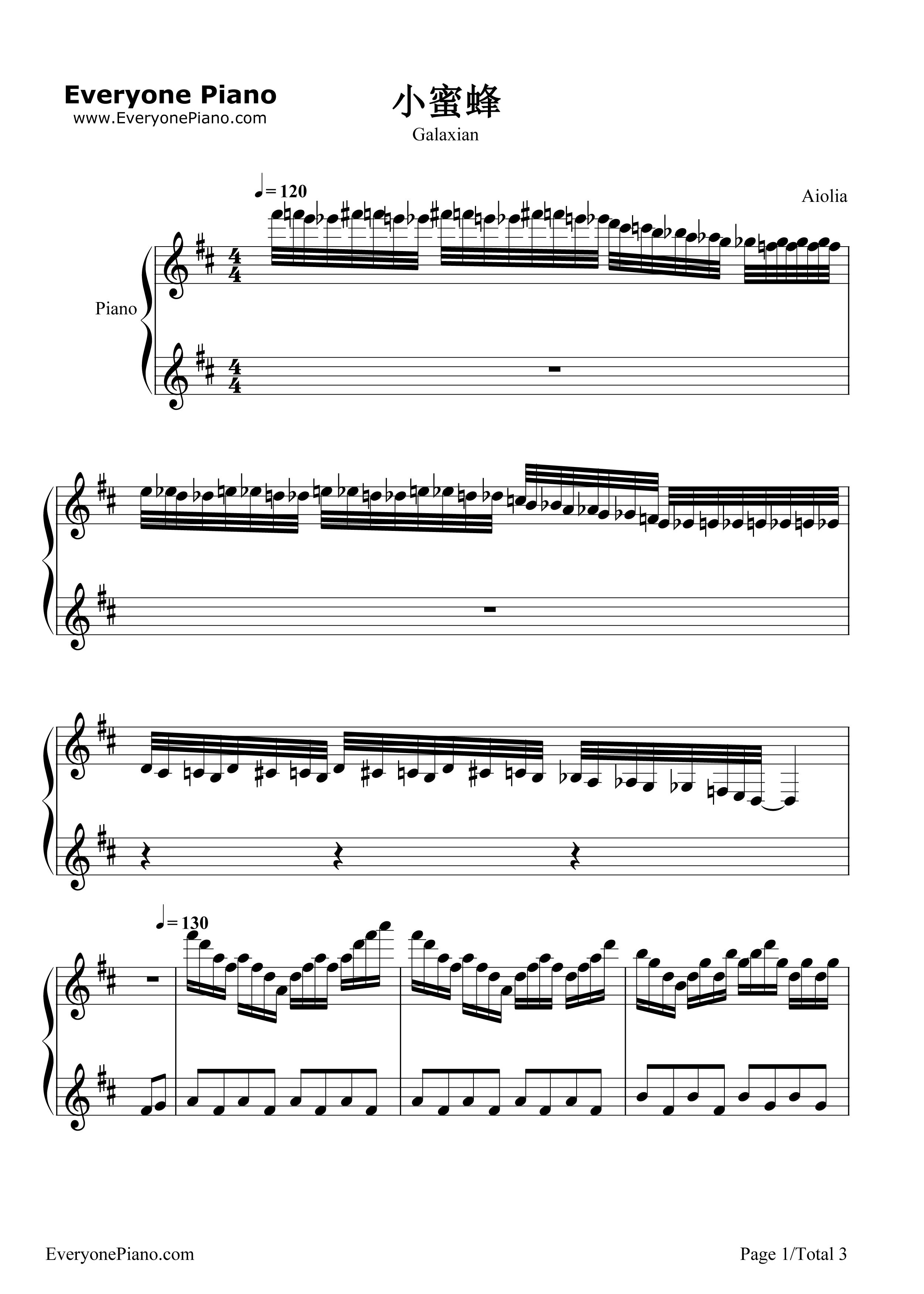 小蜜蜂钢琴谱_Aiolia