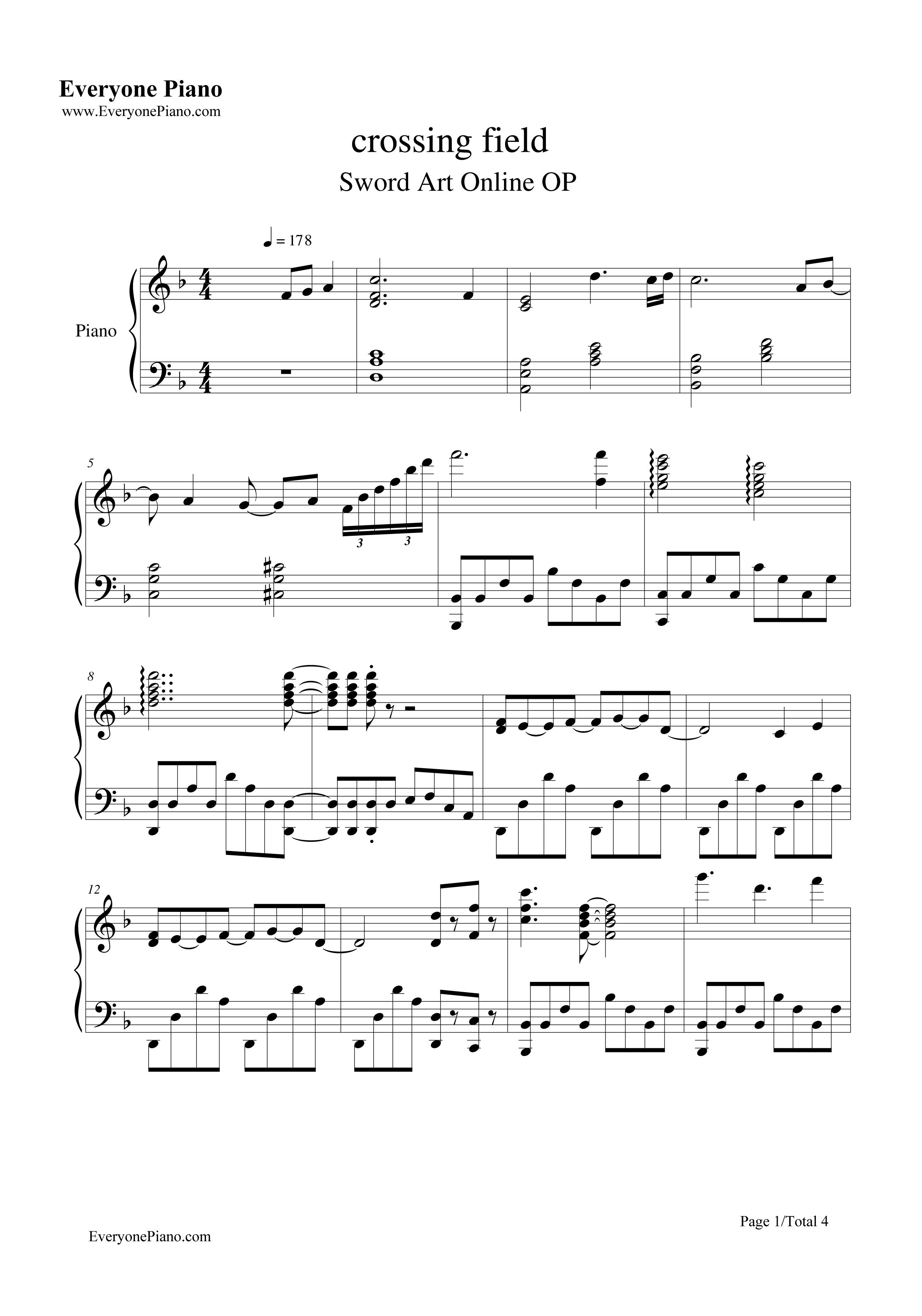 crossing_field钢琴谱_LiSA