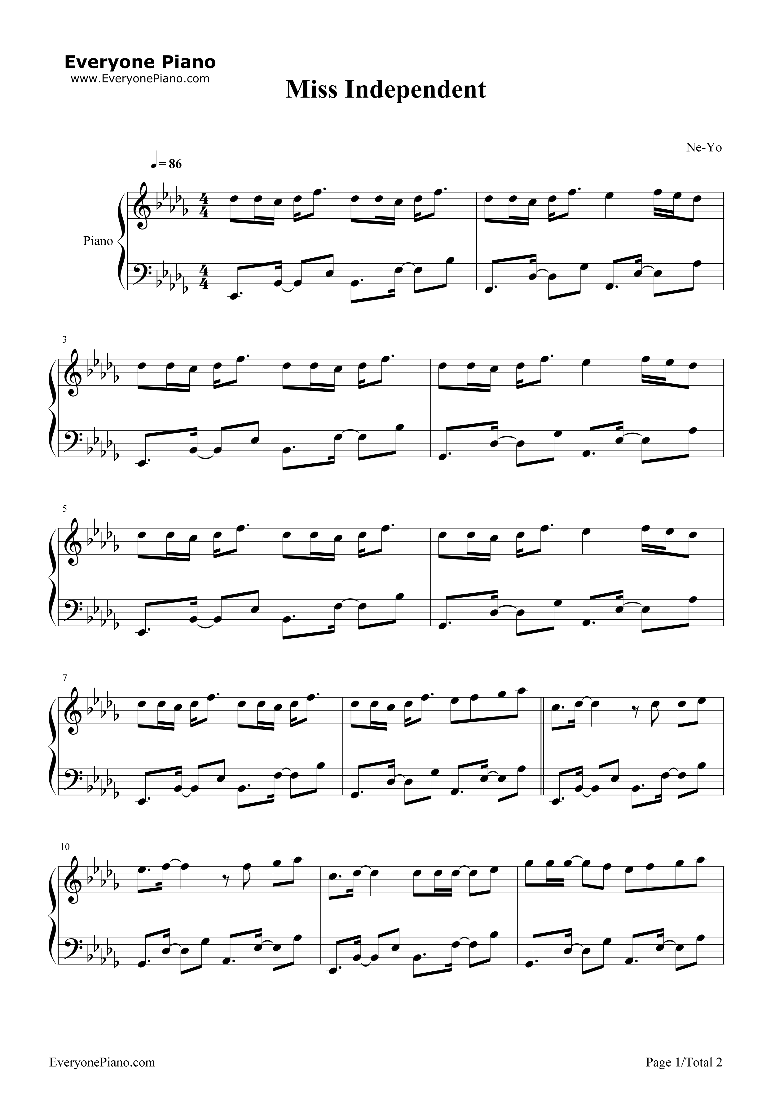 Miss_Independent钢琴谱_Ne_Yo