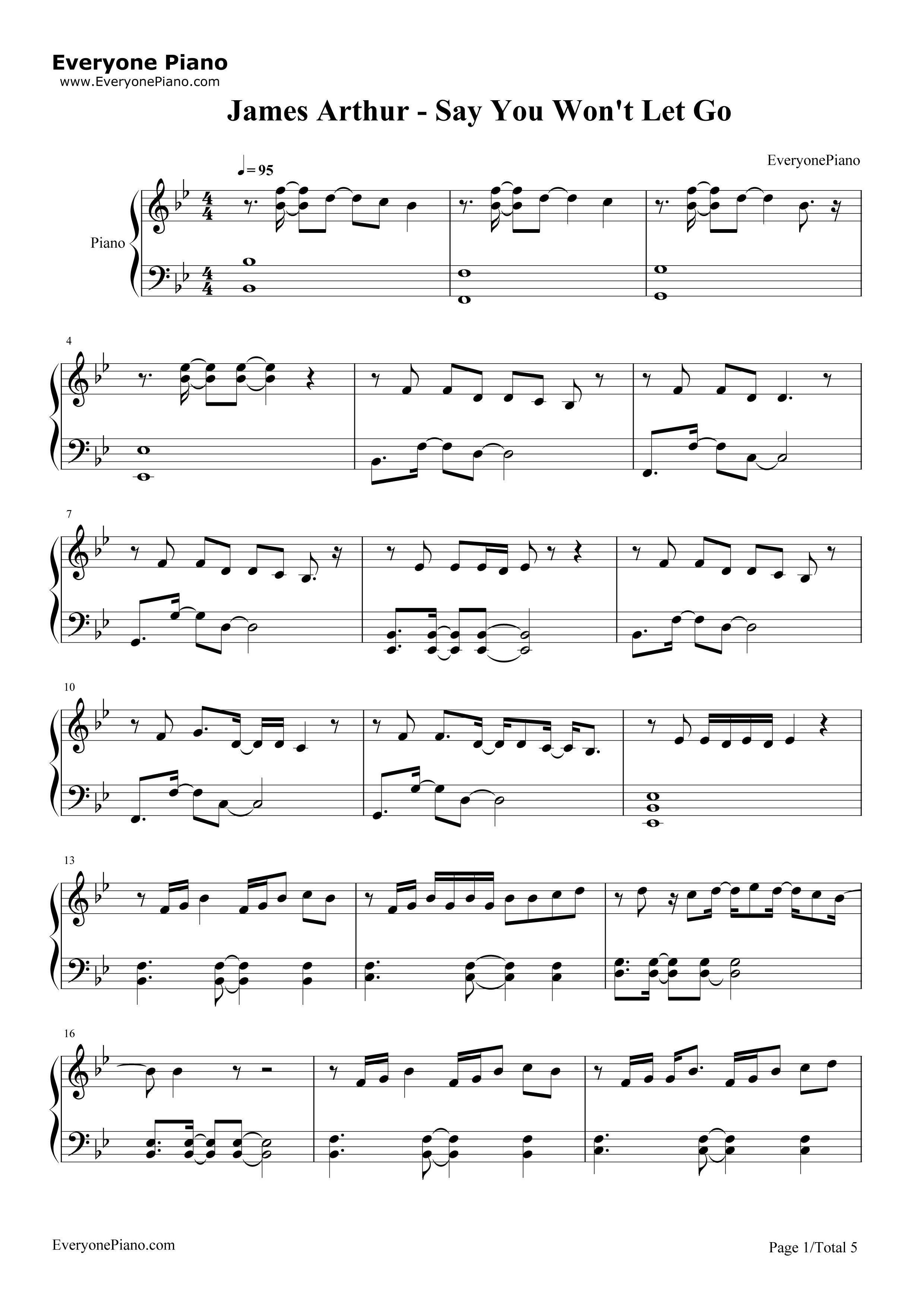 Say_You_Won't_Let_Go钢琴谱_James_Arthur