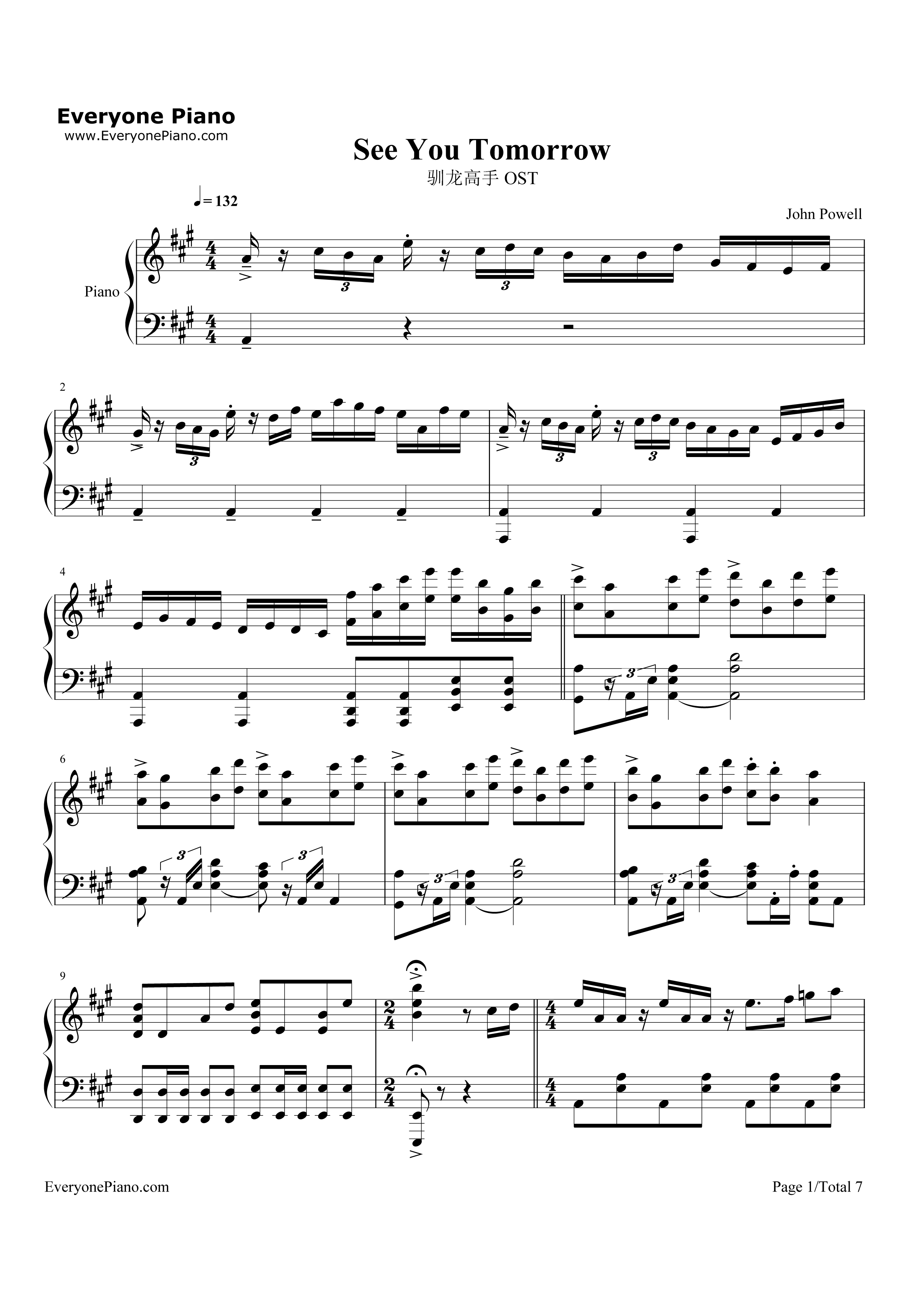 See_You_Tomorrow钢琴谱_John_Powell