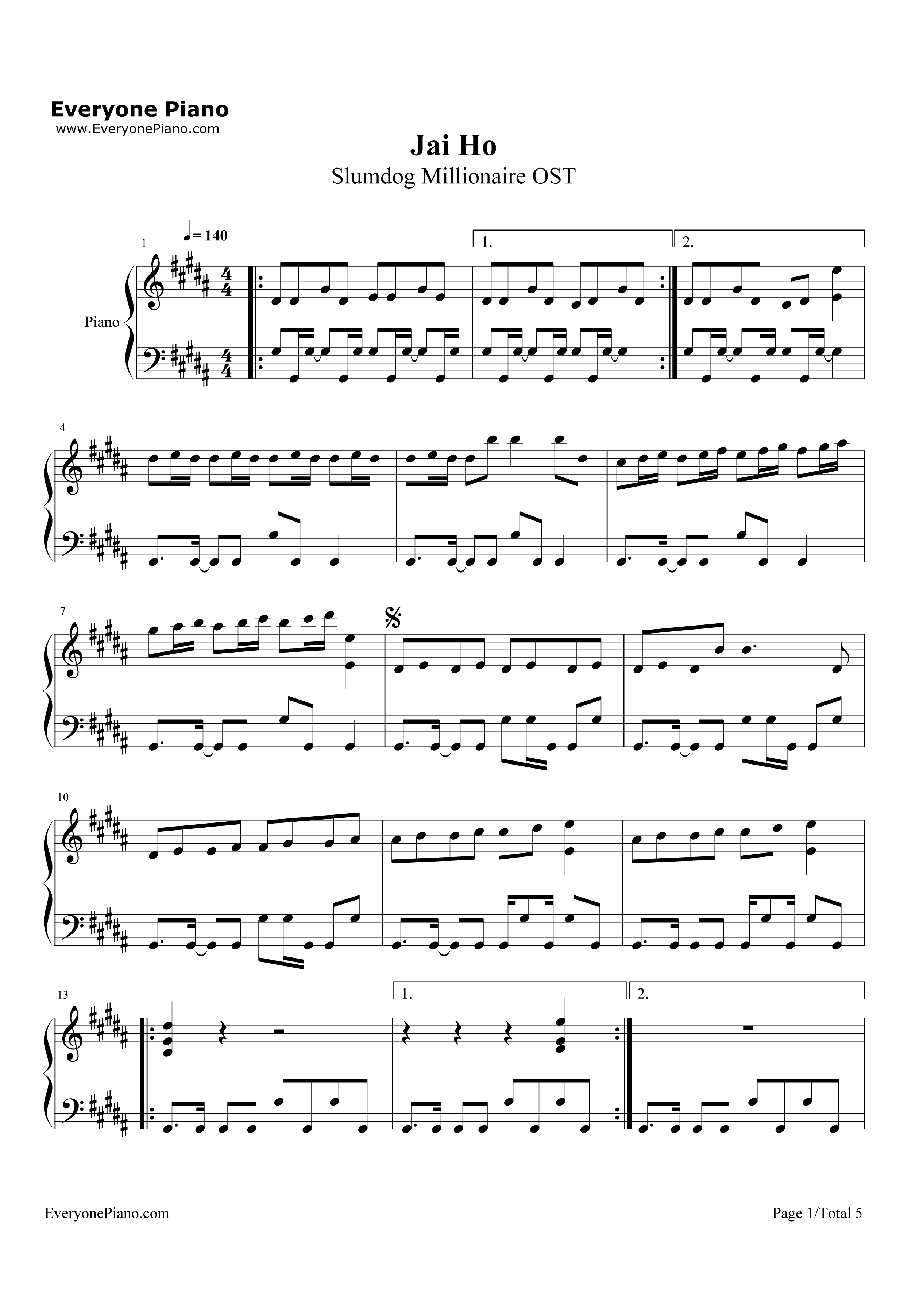 Jai_Ho钢琴谱_M.I.A